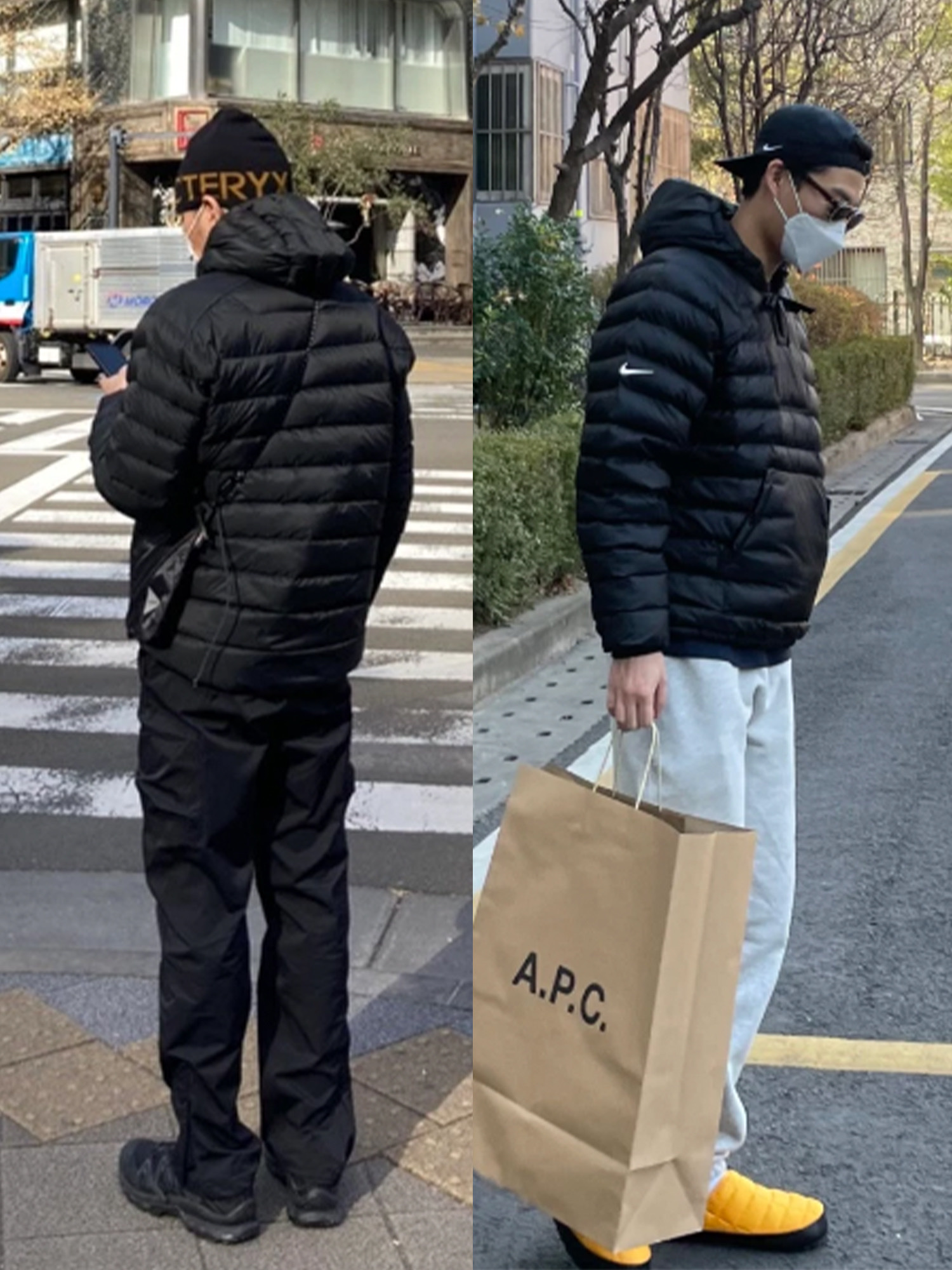 Sansan Gear Suffix Puffer Jacket Sky Blue - 23FW, Arc'teryx Cerium LT Hoody Black 착용 스타일 - 2