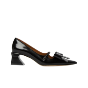 (W) Shushu/Tong Elegant Bow Trendy Pointed Leather Shoes Black