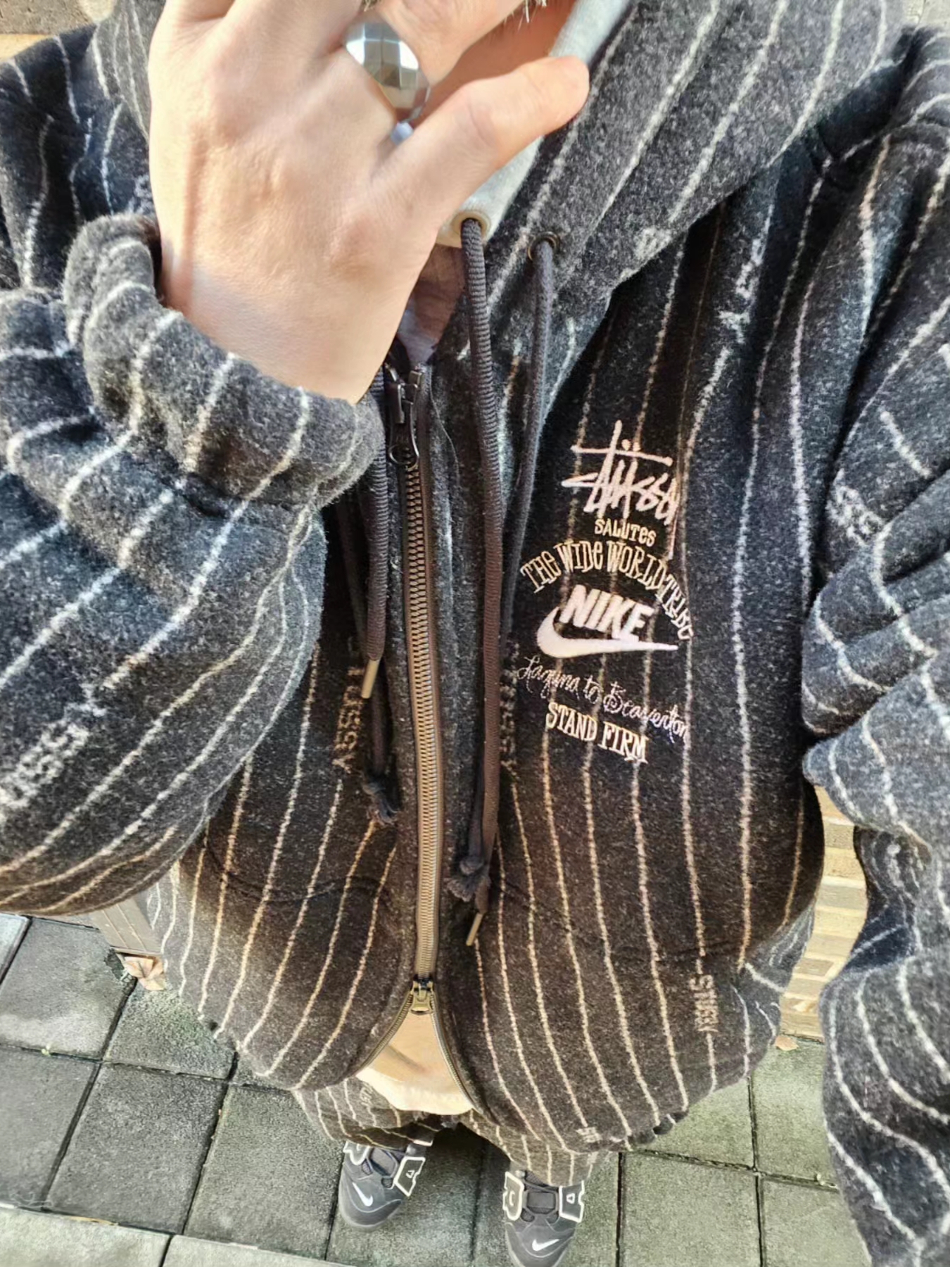 Nike x Stussy NRG Striped Wool Jacket Black (DR4023-010), Nike x Stussy NRG Striped Wool Pants Black (DR4021-010) 착용 스타일 - 2