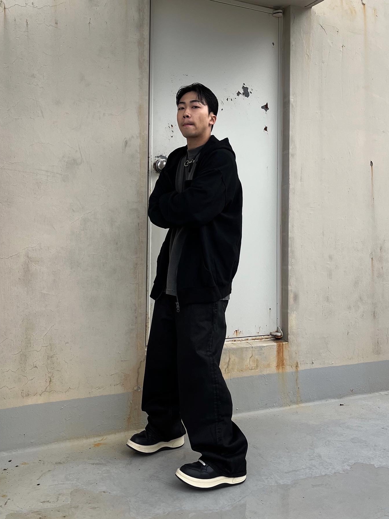 Converse x Drkshdw Turbowpn Black Cream 착용 스타일