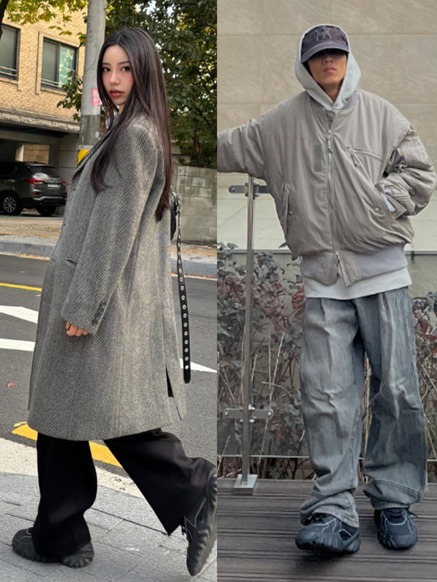 (W) The North Face Nuptse Short Jacket Black, Nike Air Kukini Triple Black 착용 스타일 - 3