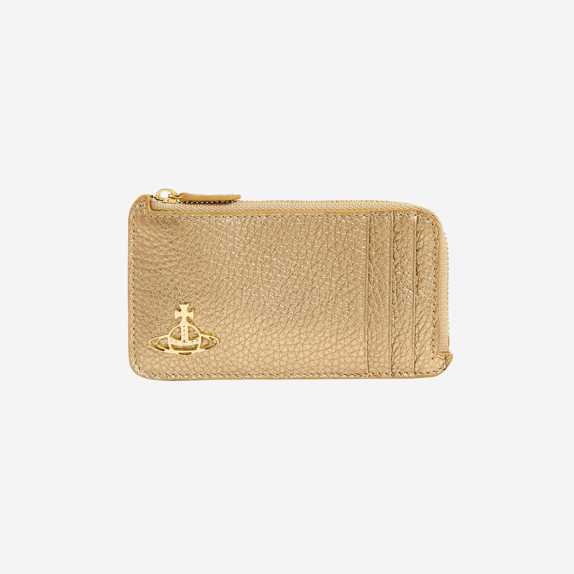 Vivienne Westwood Grain Leather Zip Card Holder Gold Light Gold 상세 이미지 1