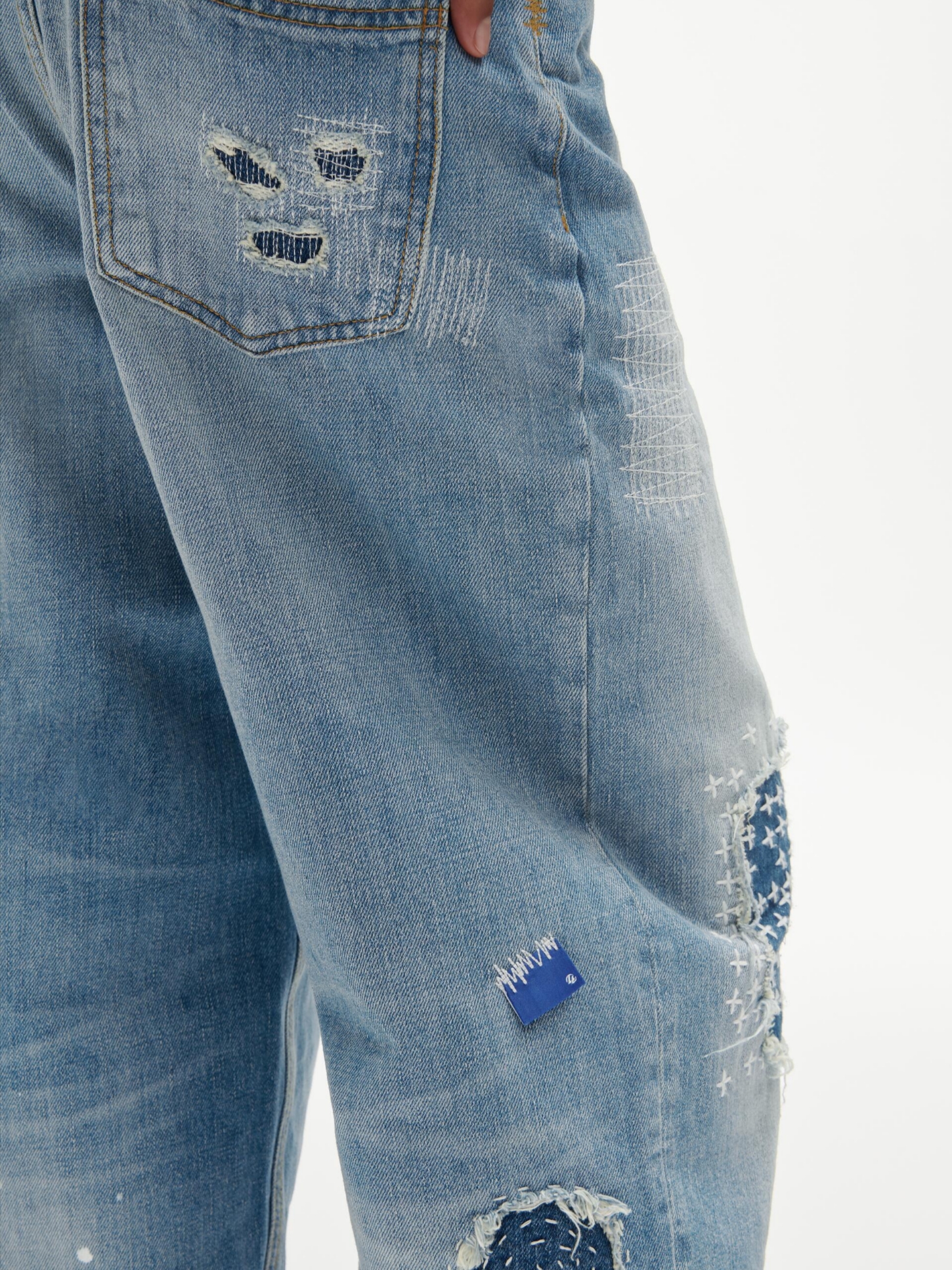 Zara x Ader Error Patchwork Jeans Blue 착용 스타일