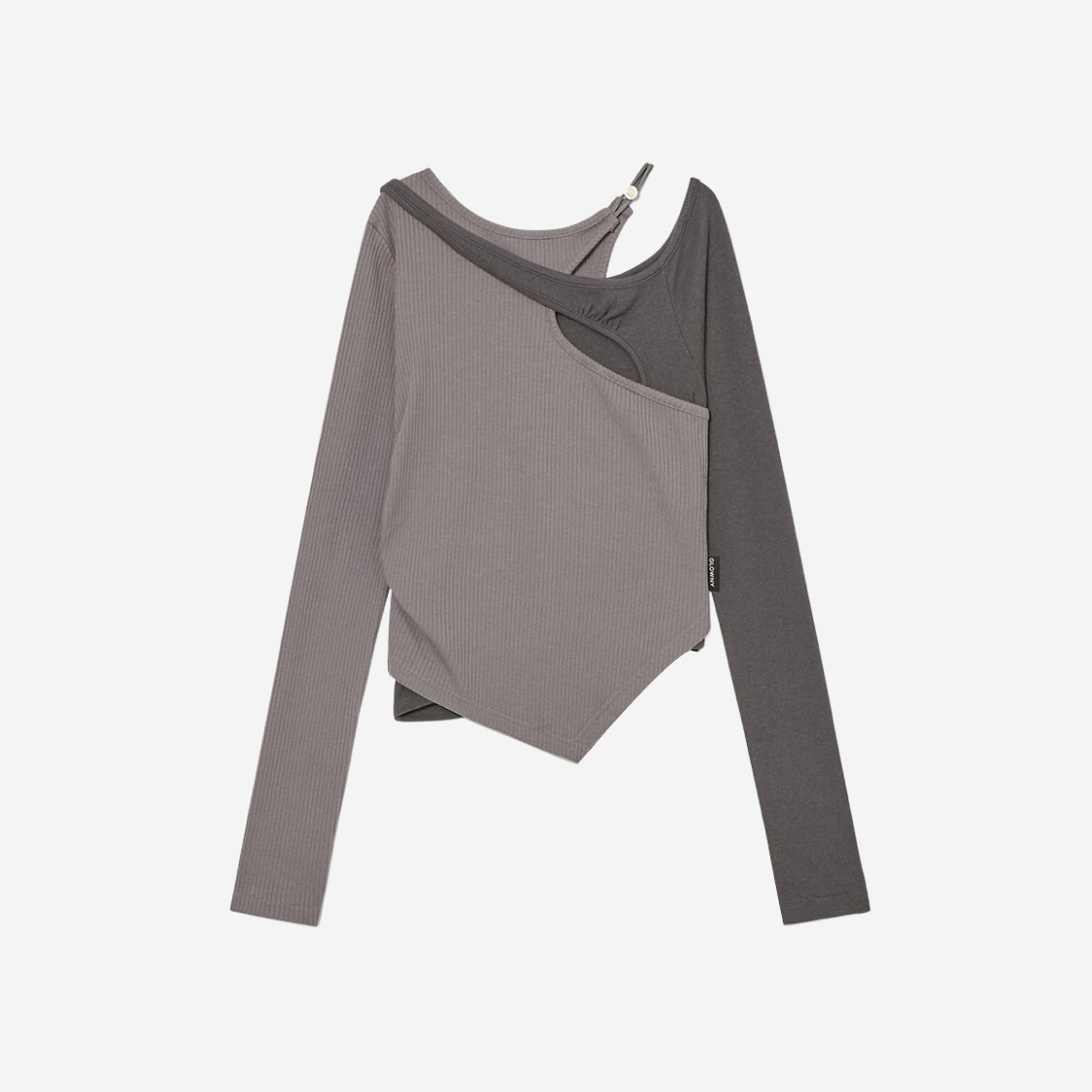 (W) Glowny Miller Cut Out Long Sleeve T-Shirt Grey 상세 이미지 1