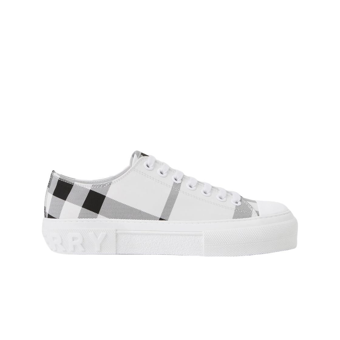 8071431 (W) Burberry Check Cotton Sneakers Black White