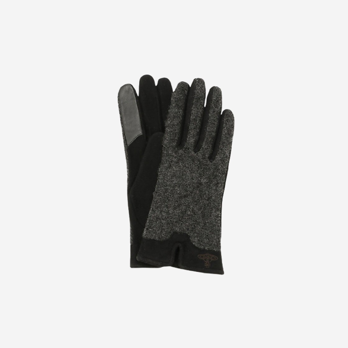 (W) Vivienne Westwood Suede Cable Knit Orb Logo Gloves Gray 상세 이미지 1