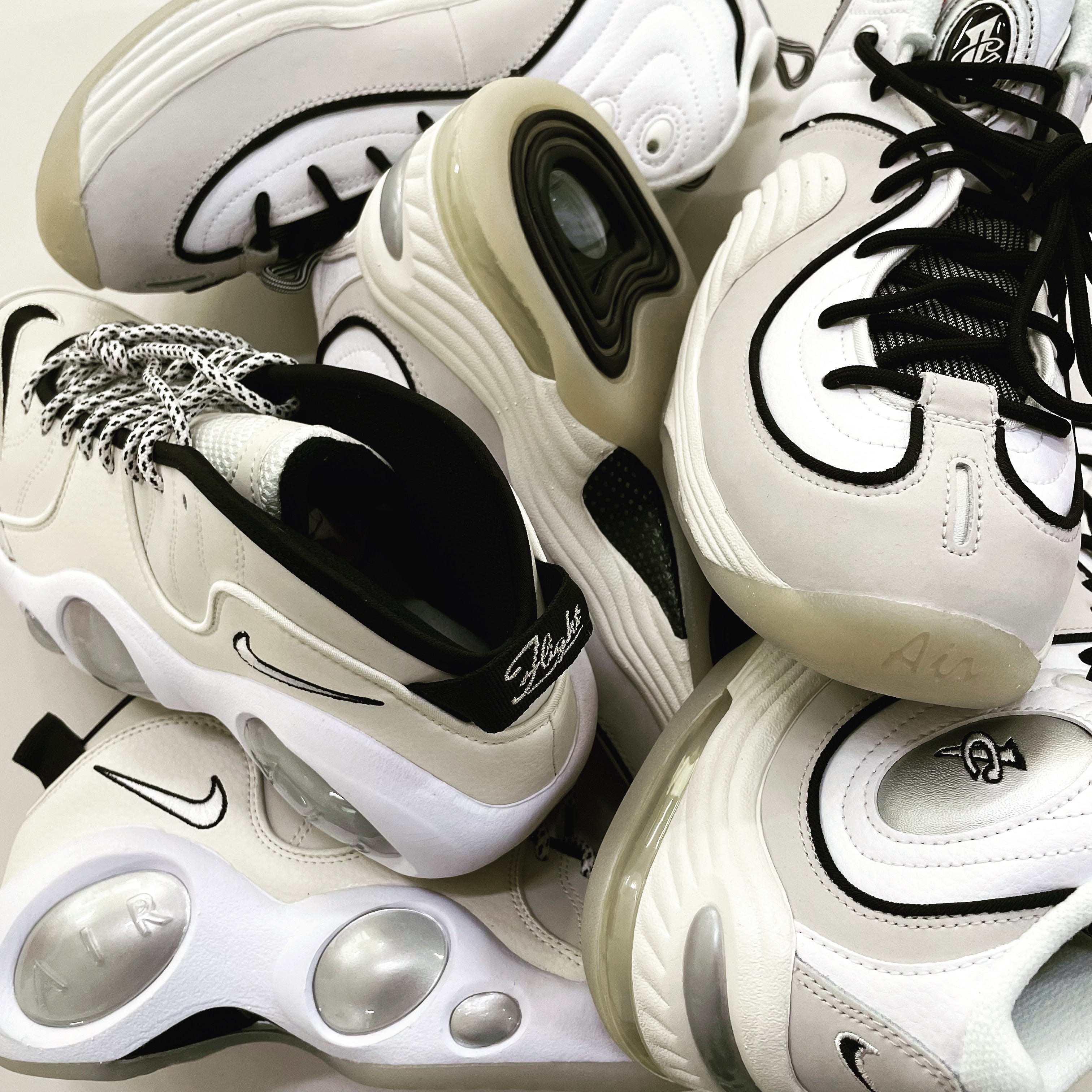 Nike Air Penny II Photon Dust, Nike Air Zoom Flight 95 Sail and Pale Ivory 착용 스타일