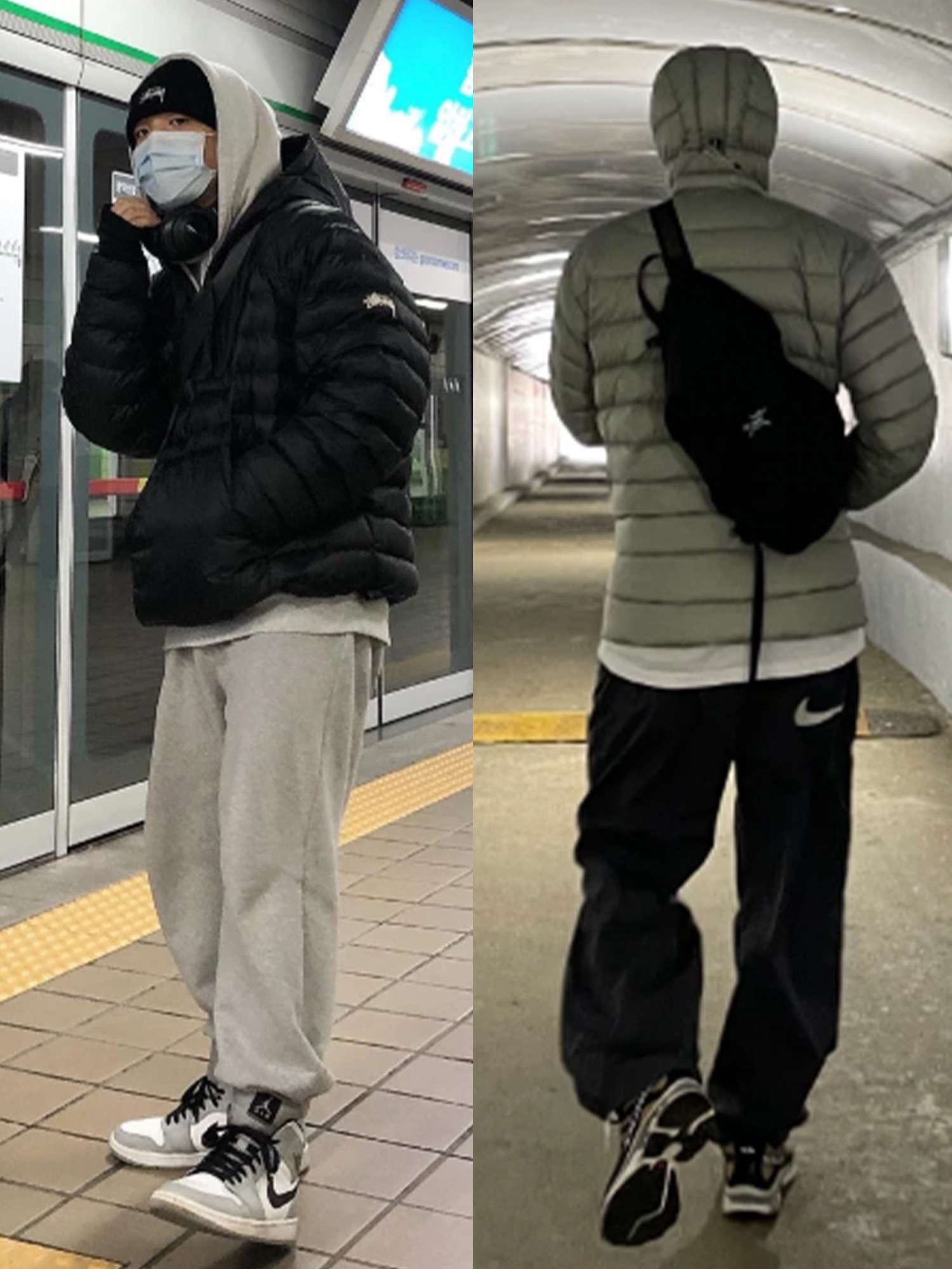 Sansan Gear Suffix Puffer Jacket Sky Blue - 23FW, Arc'teryx Cerium LT Hoody Black 착용 스타일 - 3