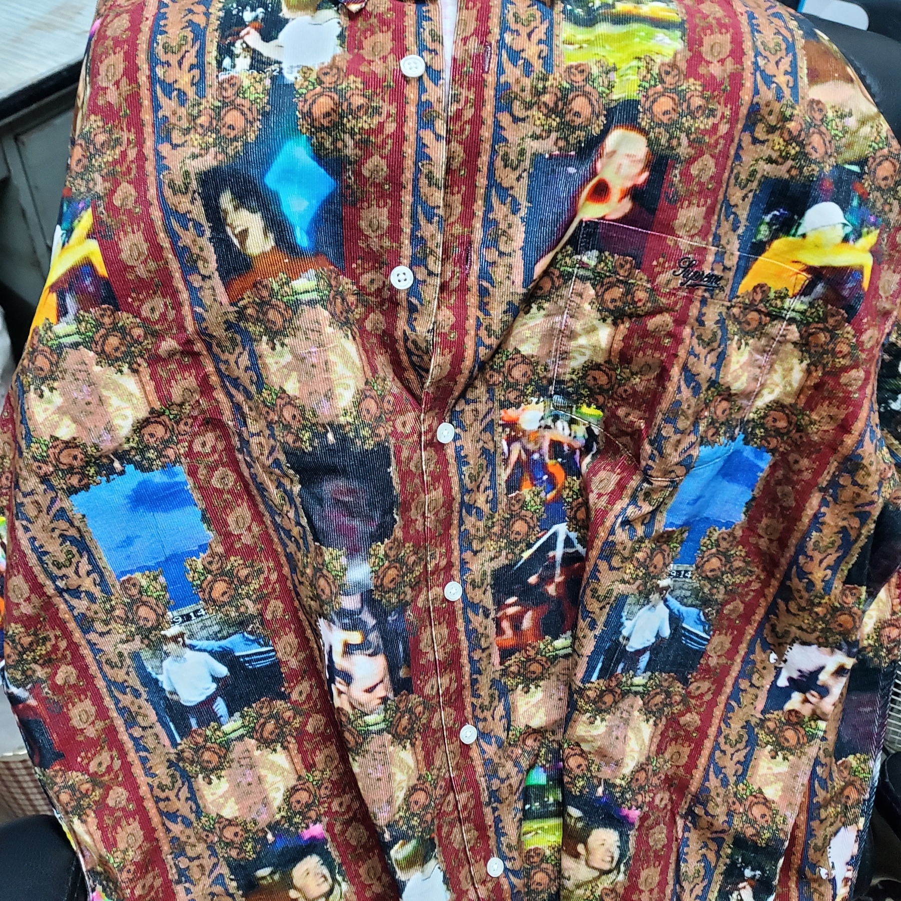 Supreme Mark Leckey Hardcore Printed Corduroy Shirt Multicolor - 23FW 착용 스타일