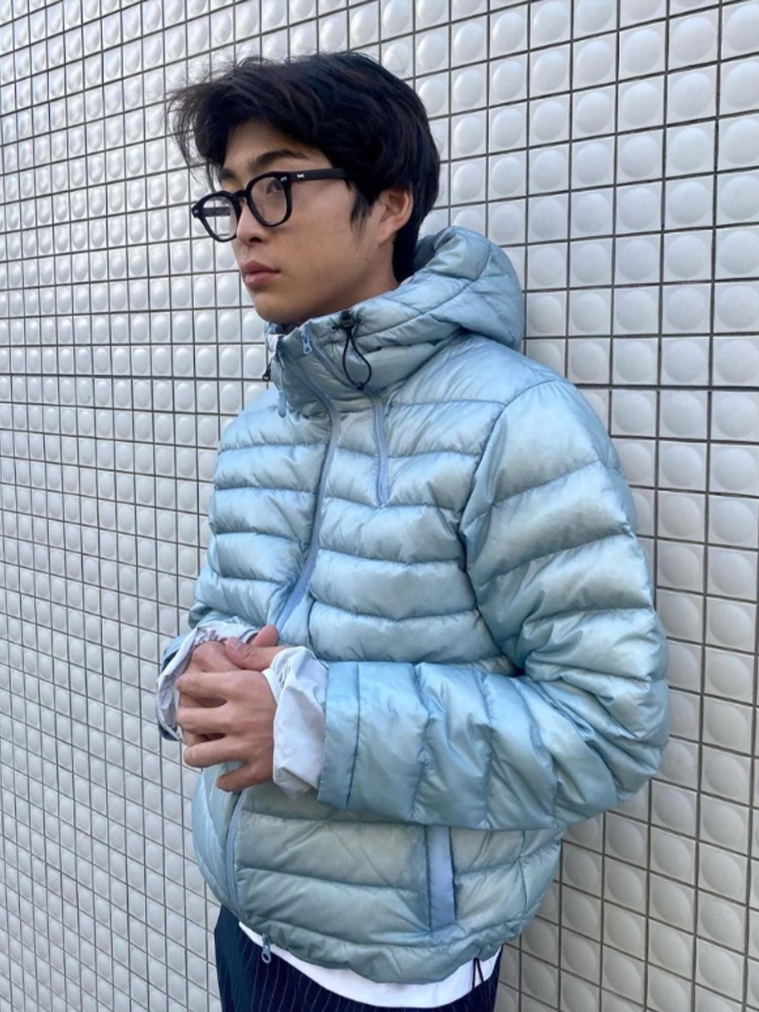 Sansan Gear Suffix Puffer Jacket Sky Blue - 23FW, Arc'teryx Cerium LT Hoody Black 착용 스타일 - 4