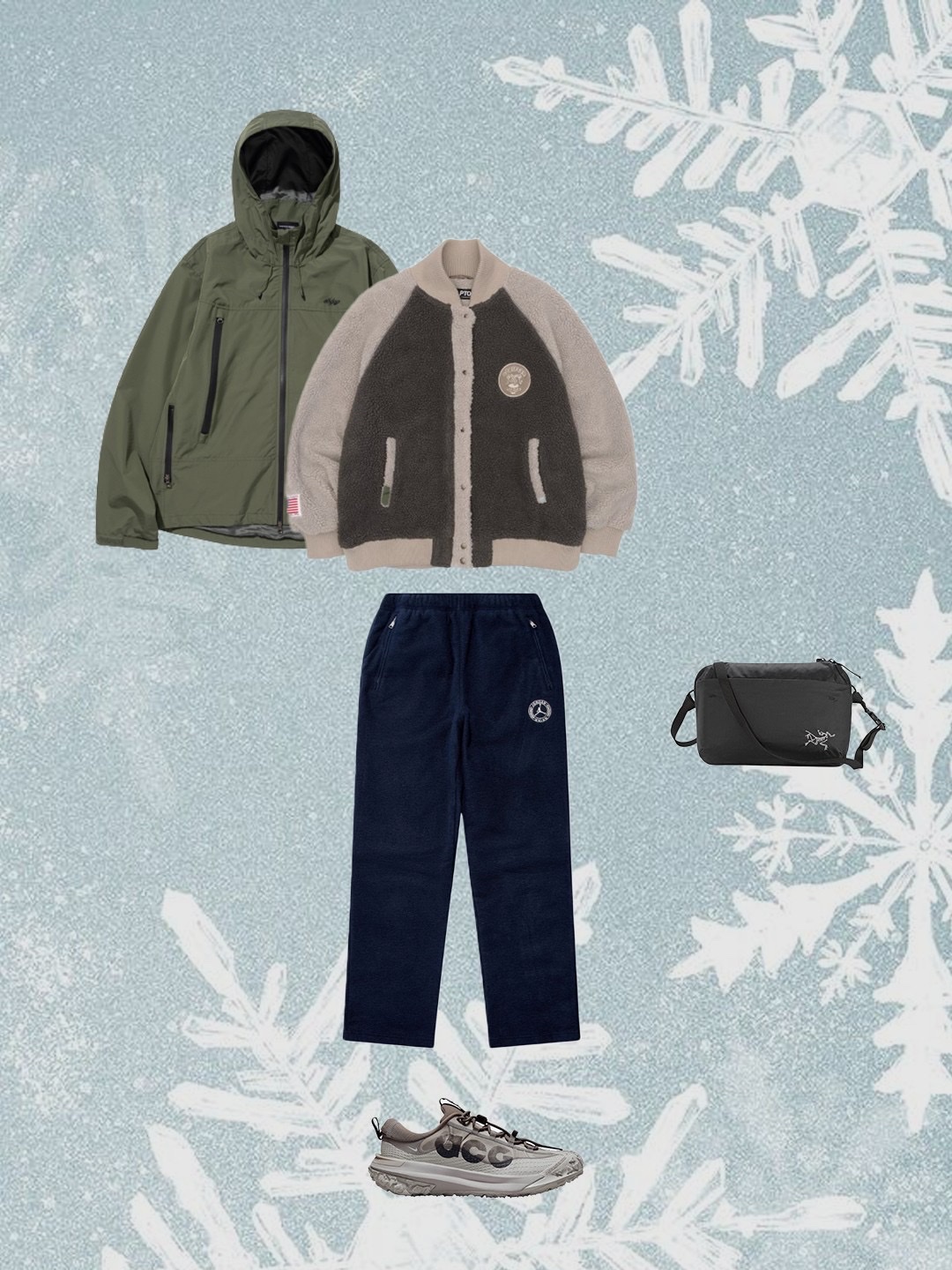 Palace Joyrex Fleece Ears Beanie Stone - 23FW, Thisisneverthat x Grateful Dead Lightning Bear Knit Mini Bag Mud 착용 스타일 - 3