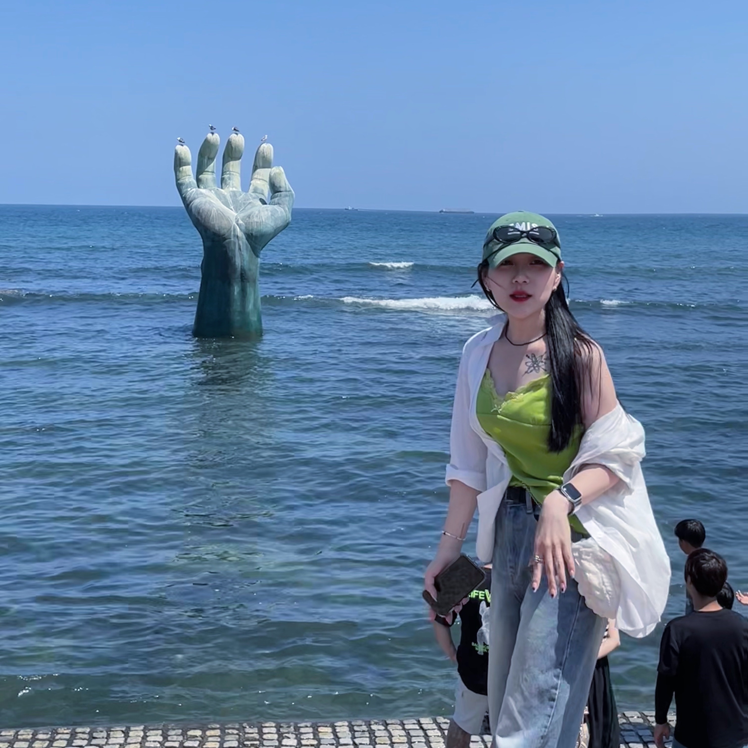 Emis New Logo Emis Cap Green 착용 스타일 - 2