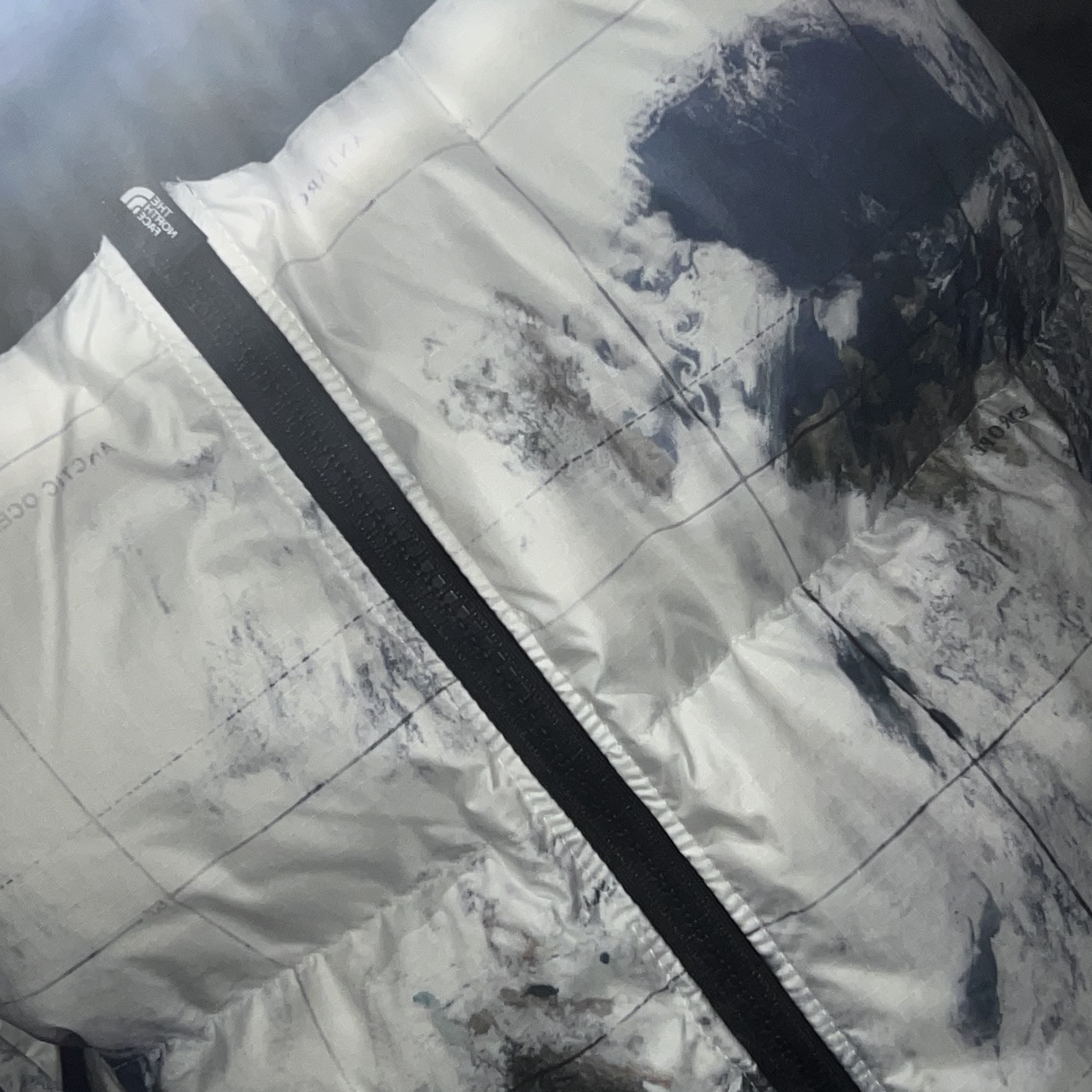 The North Face White Label Novelty Nuptse Down Jacket P White Sand 착용 스타일