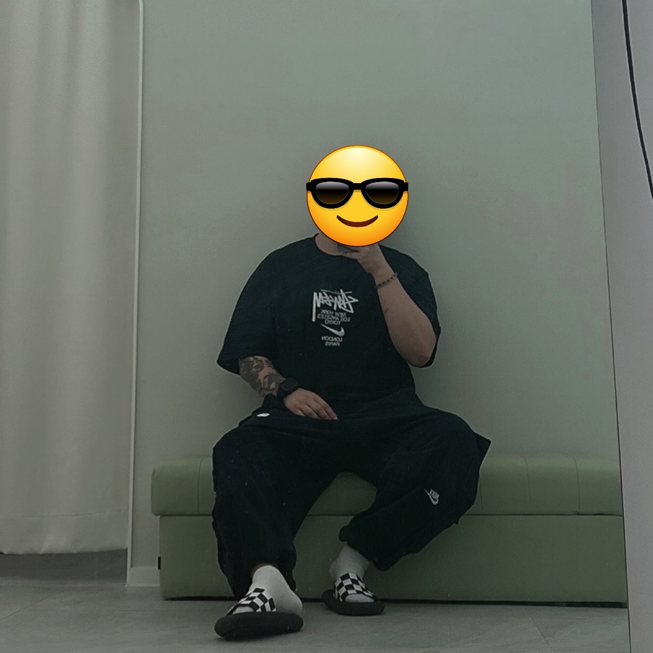 Nike x Stussy WT T-Shirt Black - US/EU, Nike x Peaceminusone Wide Pants Black (DR0095-010) 착용 스타일
