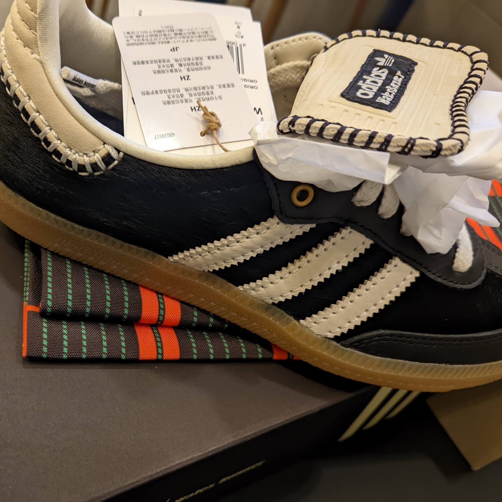 Adidas x Wales Bonner Pony Tonal Samba Core Black Cream White 착용 스타일