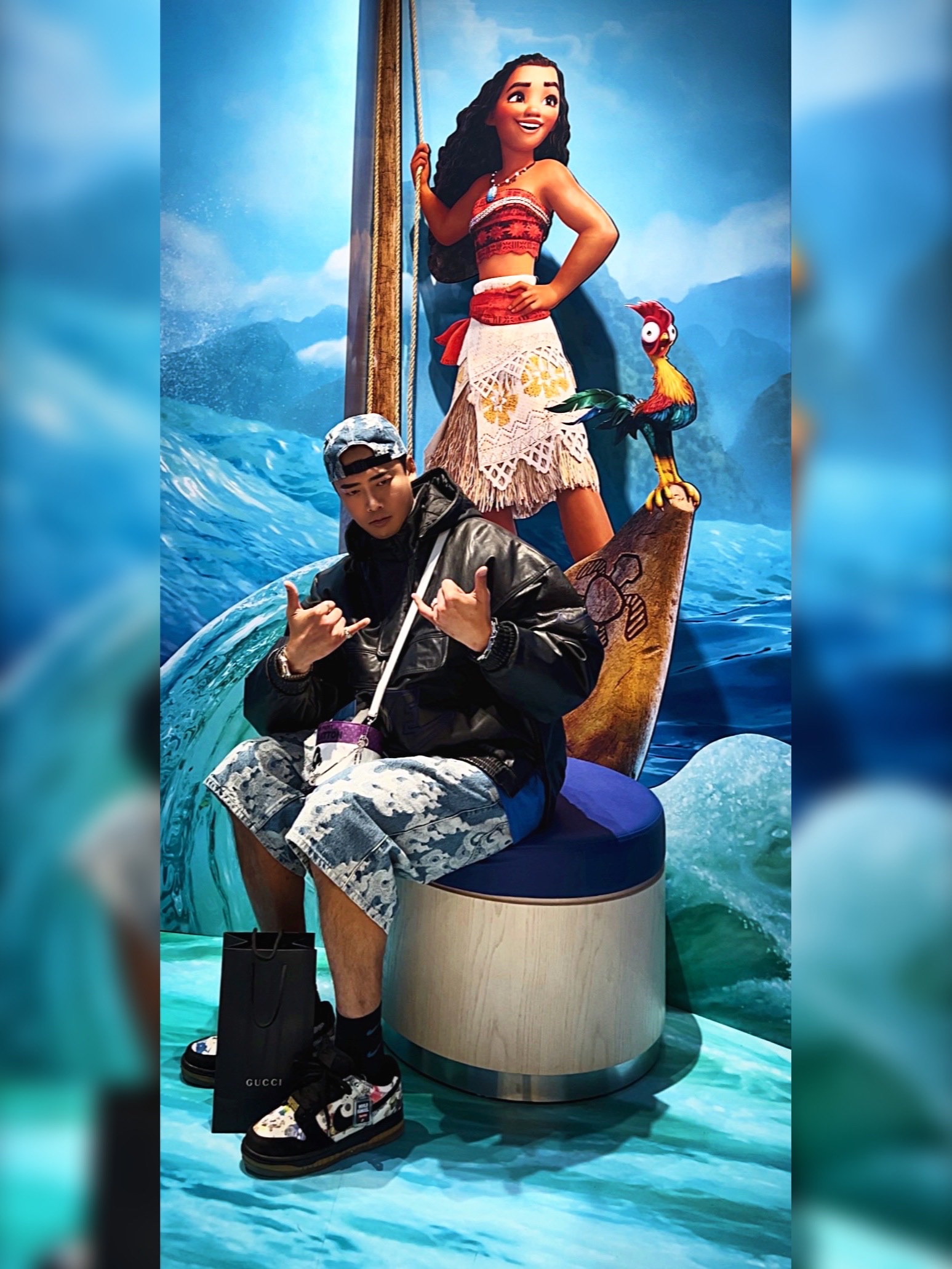 Lego Brickheadz Moana & Merida, Supreme Flames Jacquard Denim Camp Cap Washed Indigo - 23SS 착용 스타일 - 4
