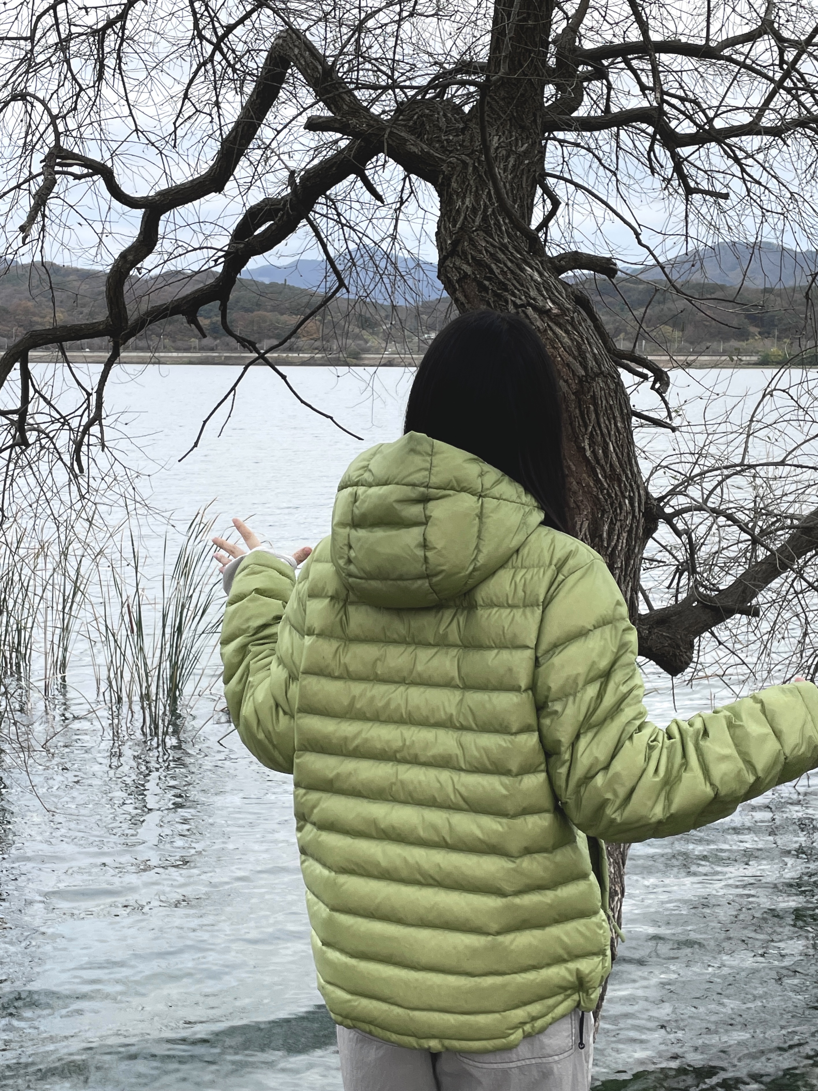 Sansan Gear Suffix Puffer Jacket Light Green - 23FW, Adidas Yeezy Foam RNNR Carbon 착용 스타일 - 6