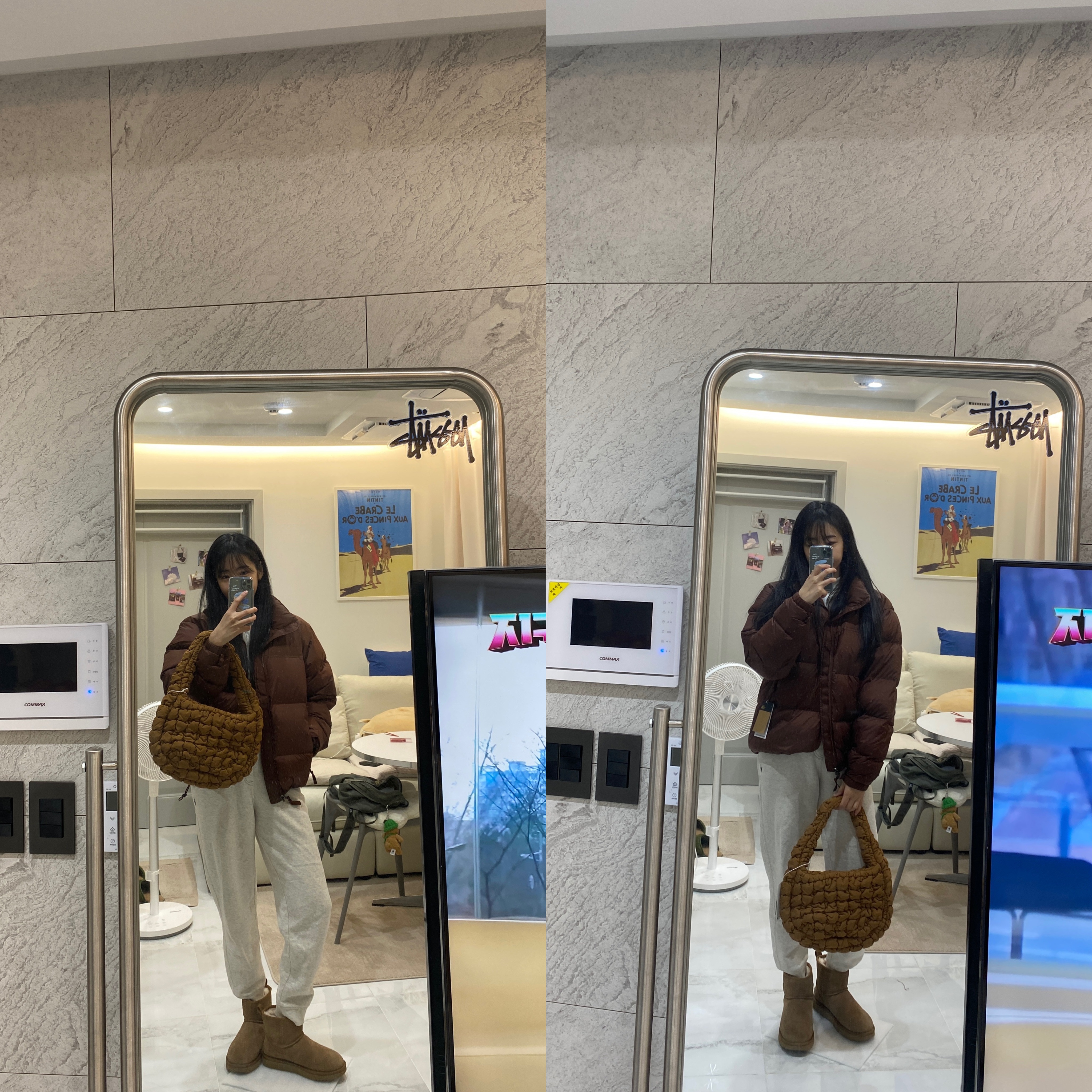 (W) The North Face 1996 Retro Nuptse Jacket Dark Oak, The North Face 1996 Retro Nuptse Jacket Dark Oak 착용 스타일