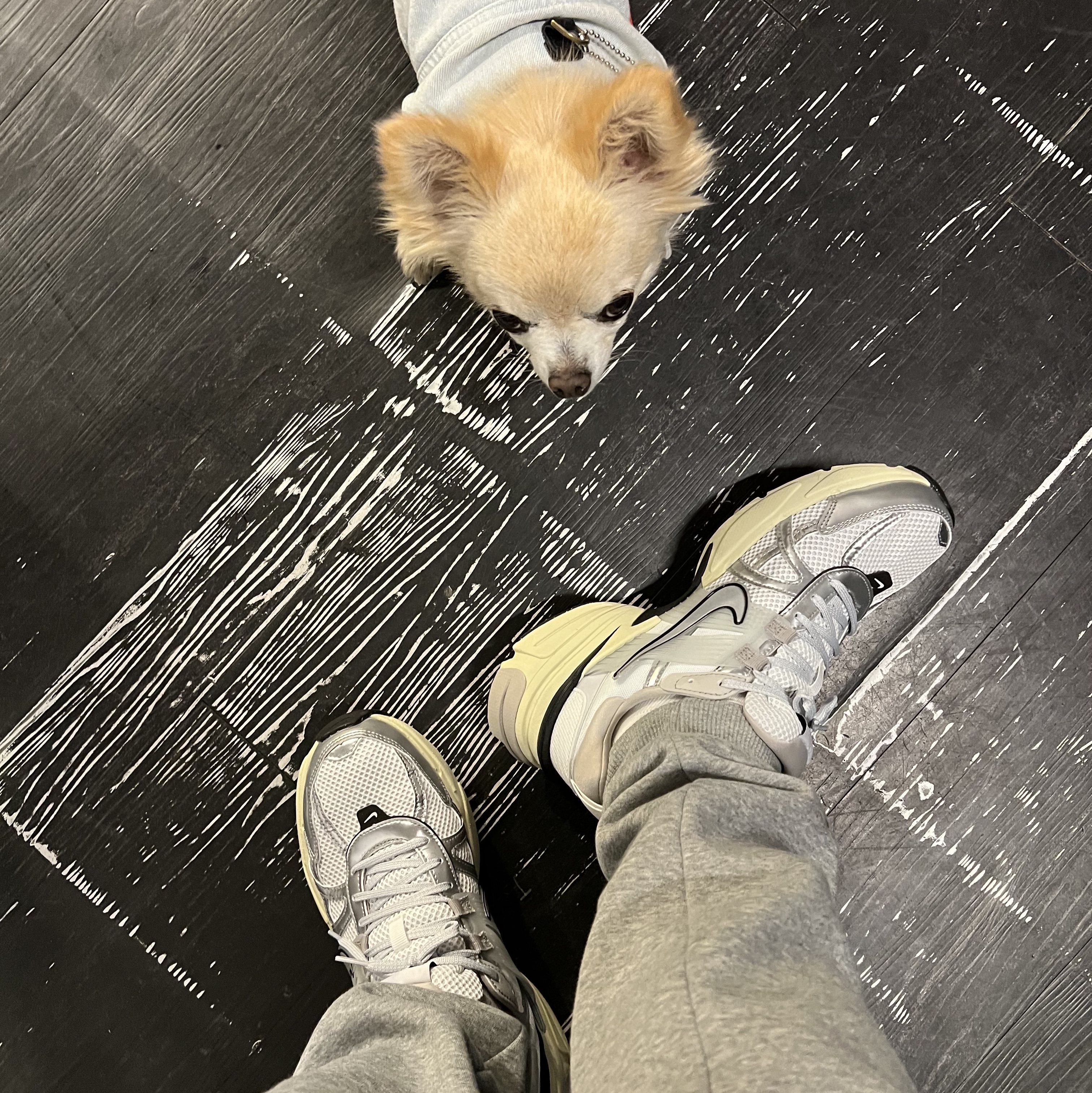 Nike V2K Run Summit White Metallic Silver 착용 스타일 - 2