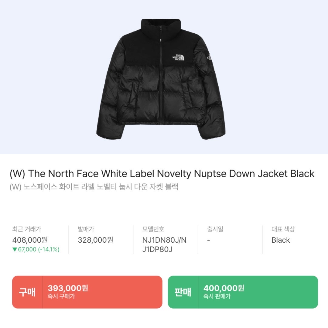 The North Face 1996 Retro Nuptse Jacket Dark Oak, (W) The North Face White Label Novelty Nuptse Down Jacket Black 착용 스타일 - 5