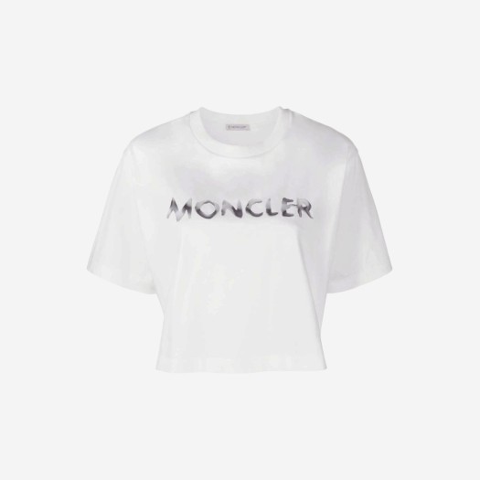 (W) 몽클레르 로고 티셔츠 오프 화이트 - 23SS