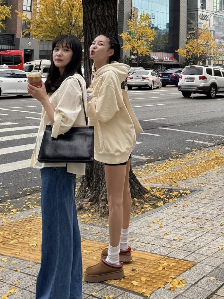 (W) UGG Tazz Slipper Chestnut 착용 스타일
