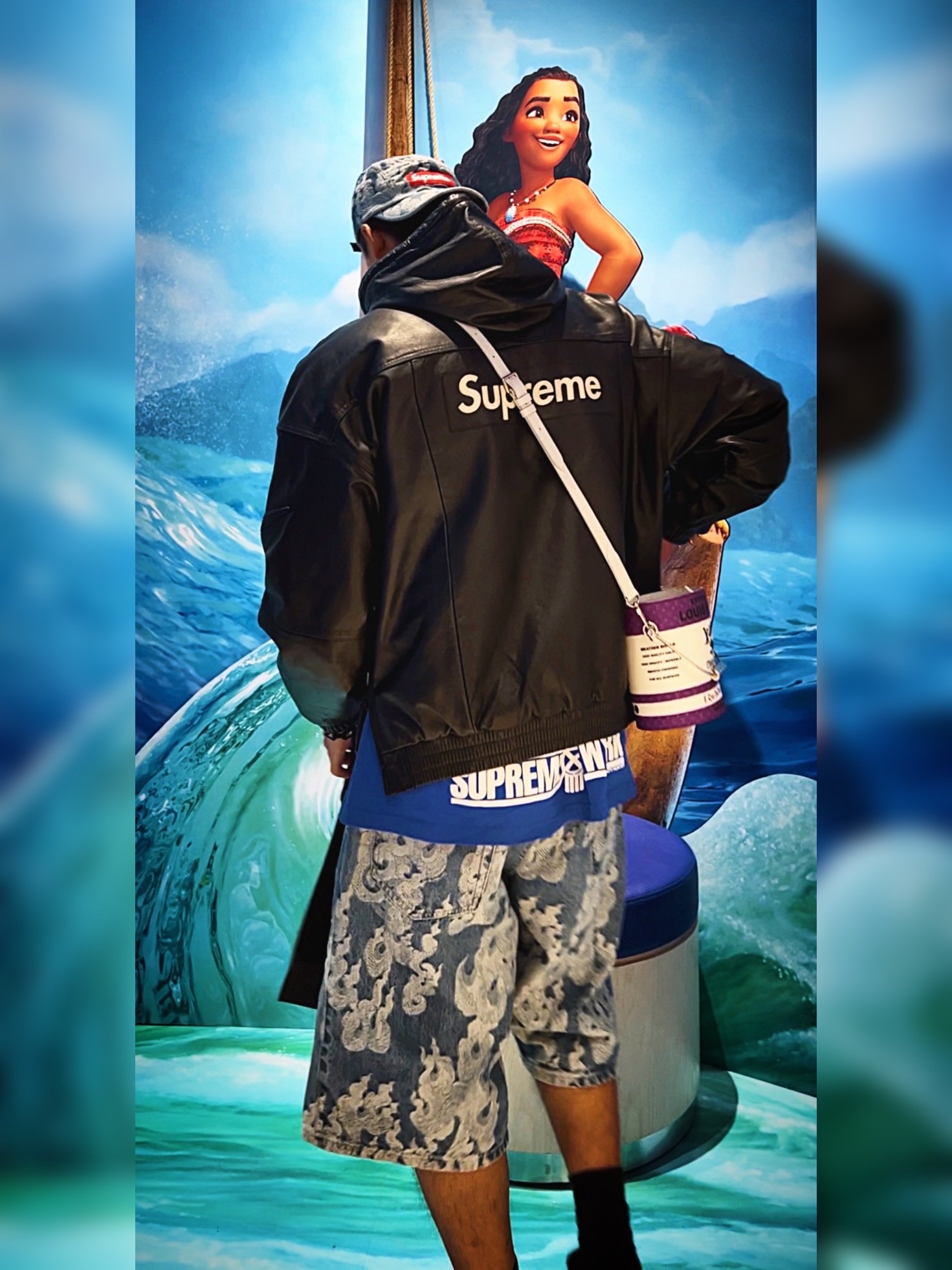 Lego Brickheadz Moana & Merida, Supreme Flames Jacquard Denim Camp Cap Washed Indigo - 23SS 착용 스타일 - 1