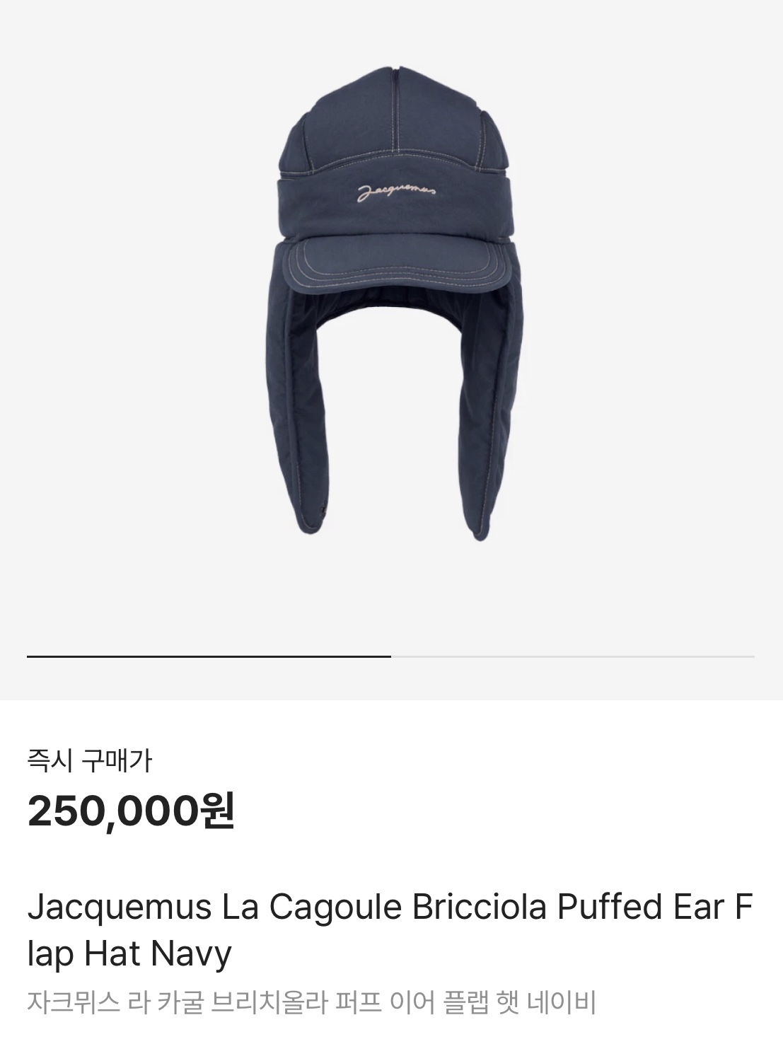 Jacquemus La Cagoule Bricciola Puffed Ear Flap Hat Navy 착용 스타일 - 5
