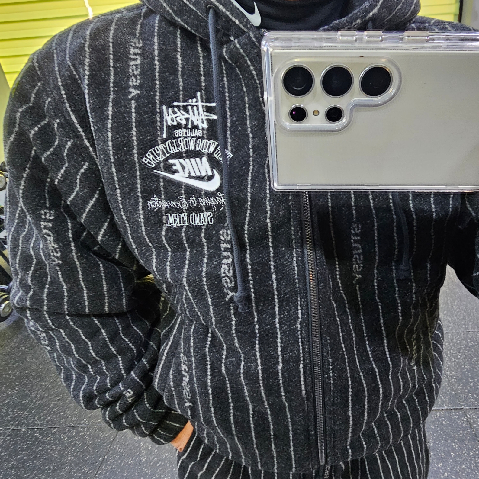 Nike x Stussy NRG Striped Wool Jacket Black (DR4023-010), Nike x Stussy NRG Striped Wool Pants Black (DR4021-010) 착용 스타일 - 4
