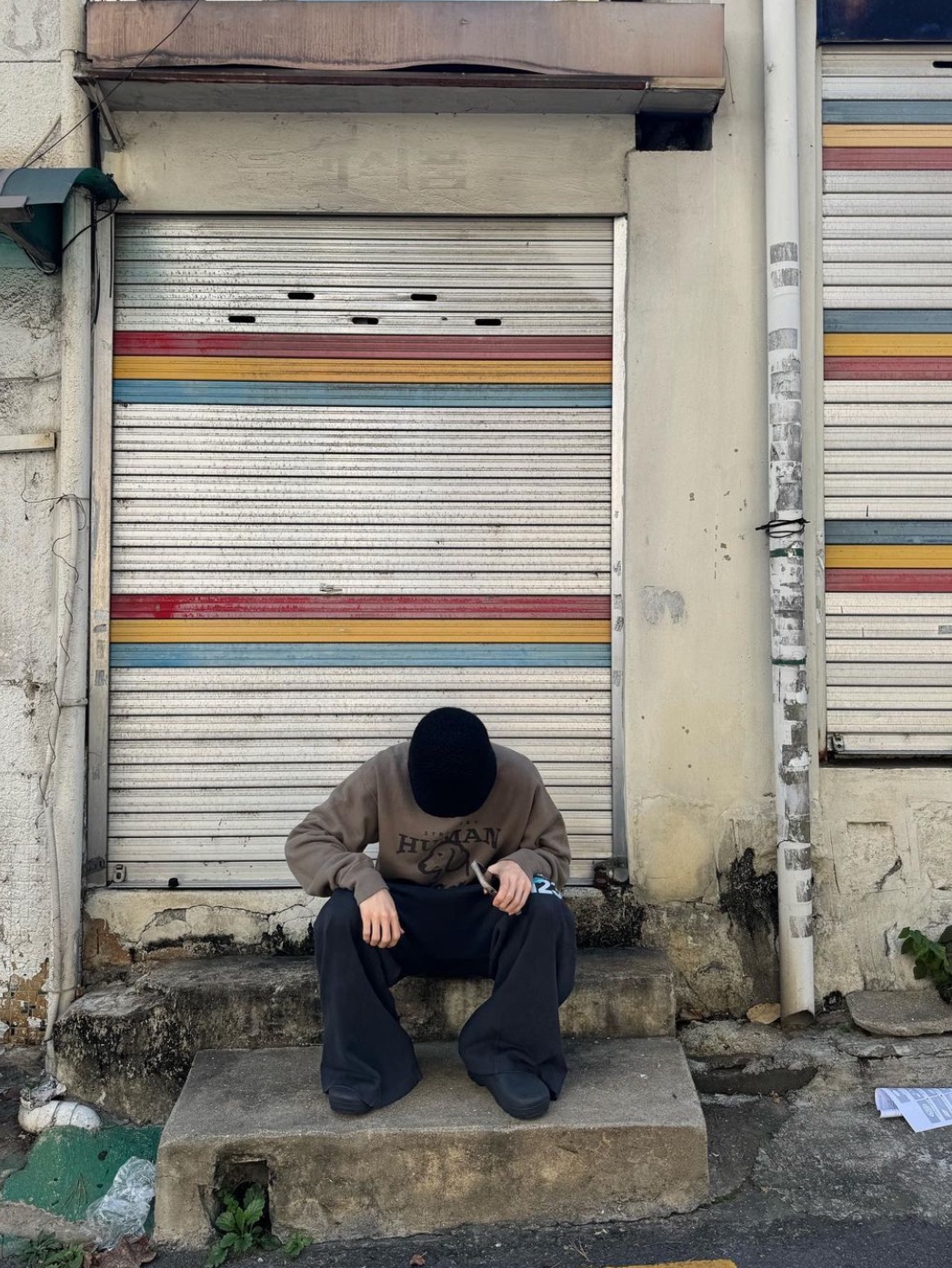 Human Made Tsuriami Sweatshirt Green 착용 스타일