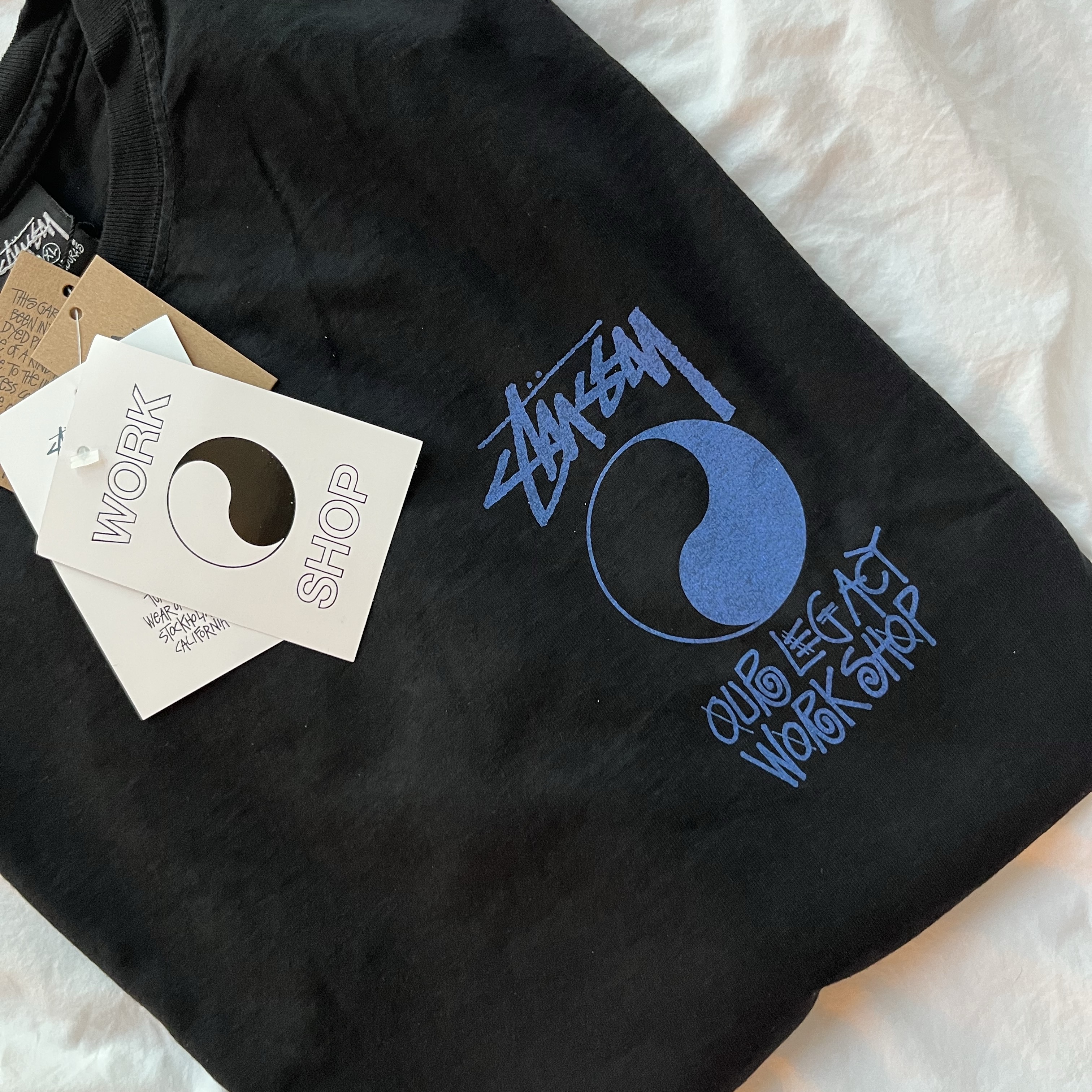 Stussy x Our Legacy Frame Pigment Dyed T-Shirt Black 착용 스타일 - 2