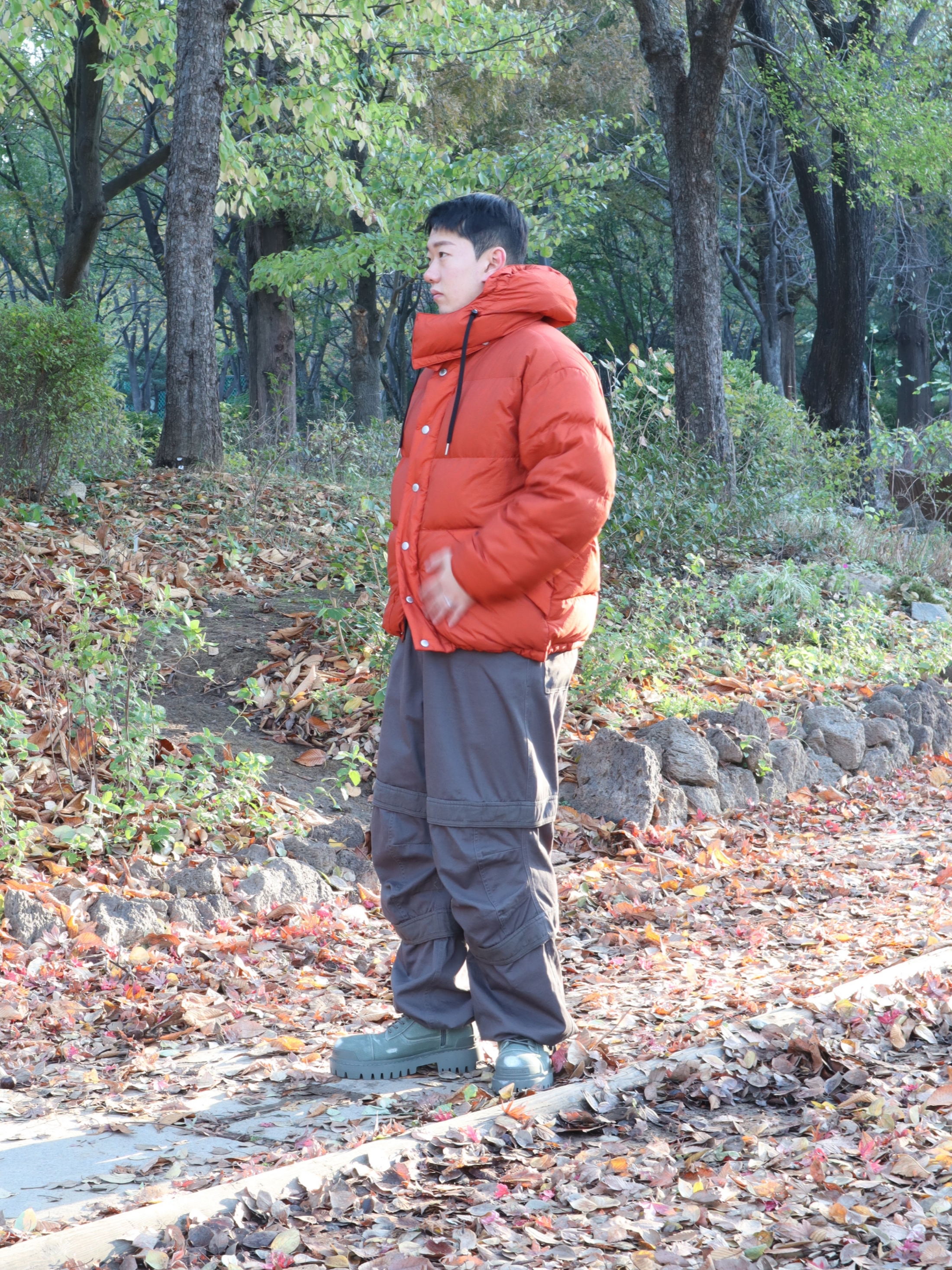 Farfromwhat Far Layered Work Pants Charcoal 착용 스타일 - 5