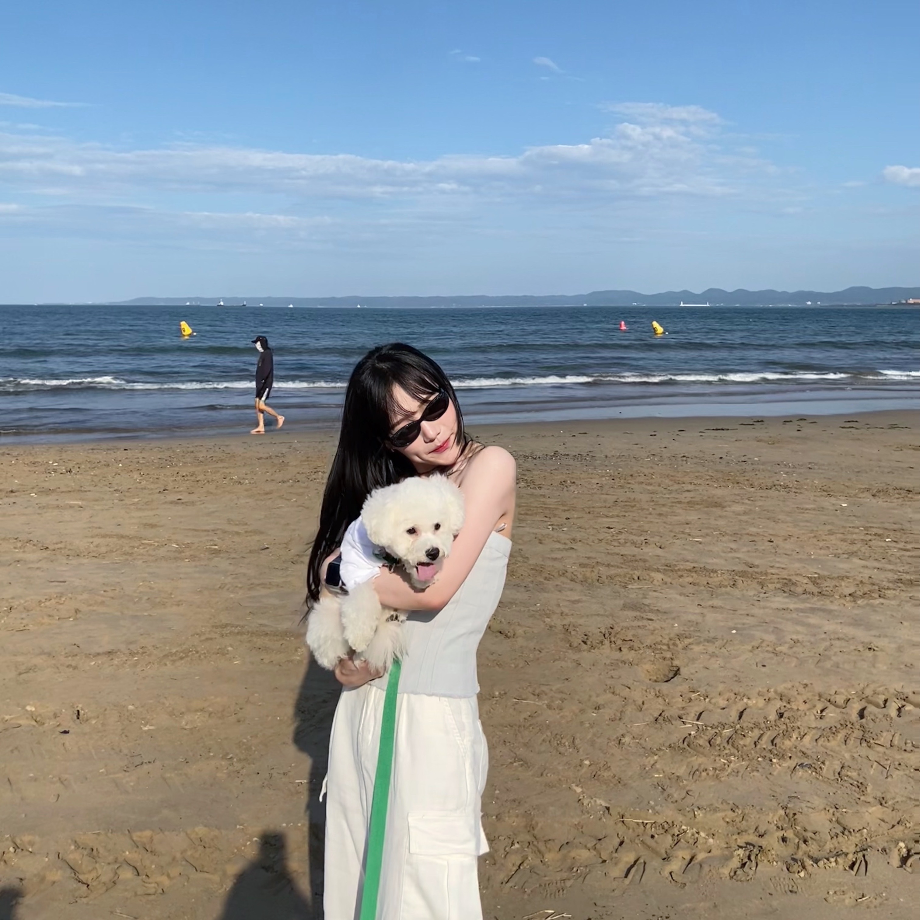 (W) Zara Denim TRF Corsetry Top Light Blue, (W) Asics Gel-1130 Cream Pure Silver 착용 스타일 - 1