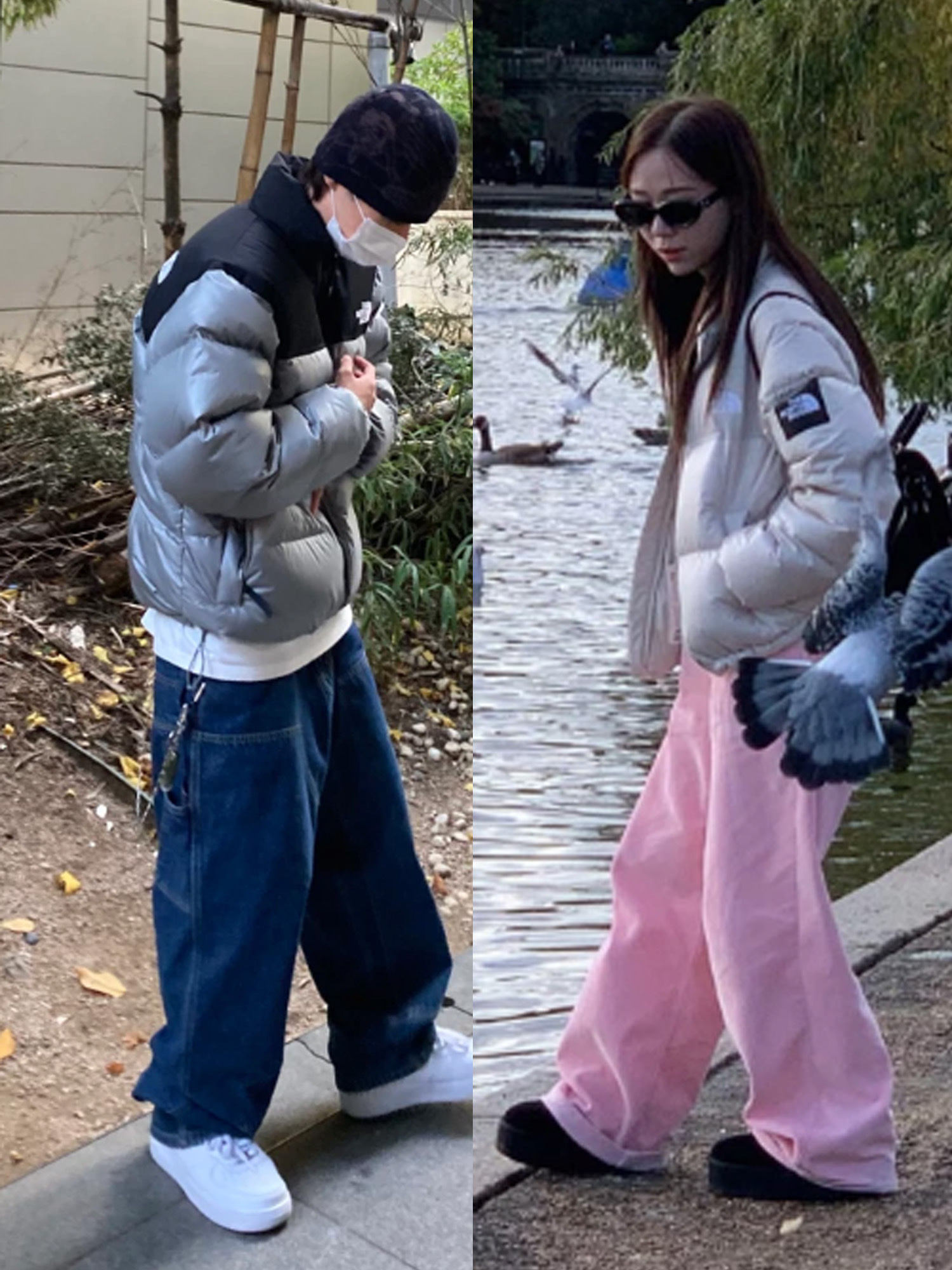 The North Face White Label Novelty Nuptse Down Jacket Light Khaki, (W) The North Face 1996 Eco Nuptse Jacket Dusty Rose 착용 스타일 - 2