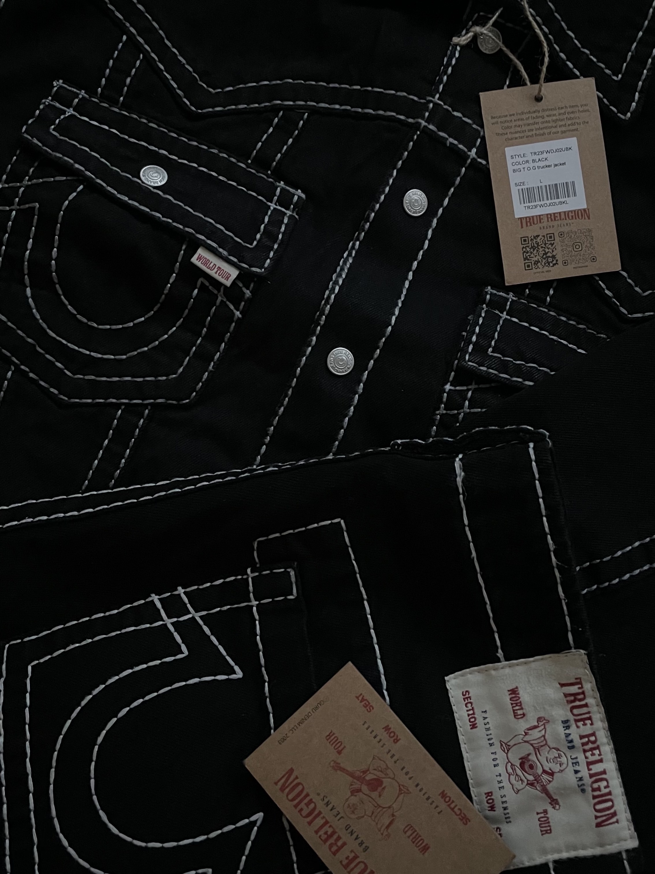 Supreme x True Religion Denim Cargo Pants Black - 21FW, True Religion Big T Origin Trucker Jacket Black 착용 스타일 - 2