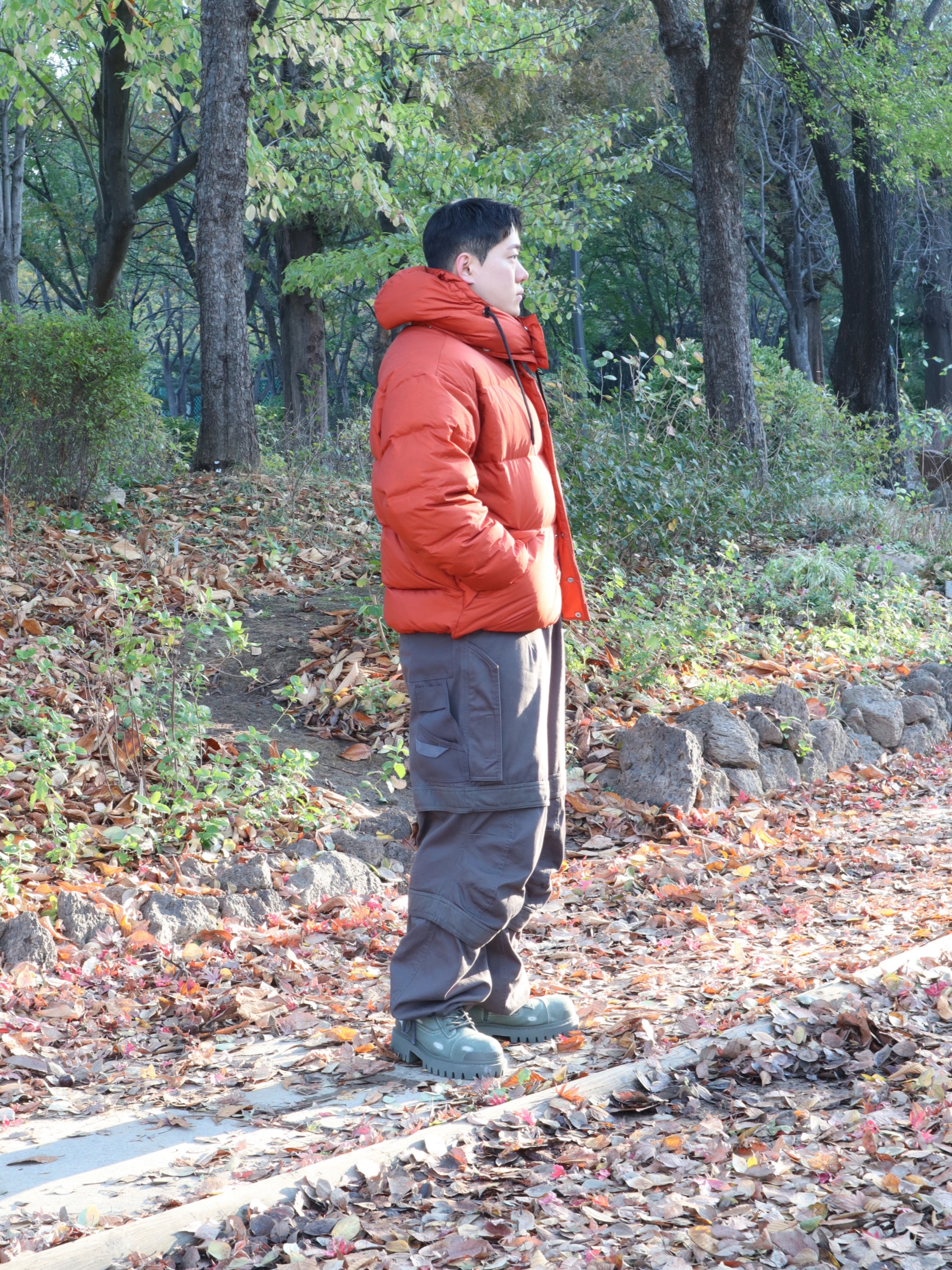 Farfromwhat Far Layered Work Pants Charcoal 착용 스타일 - 6