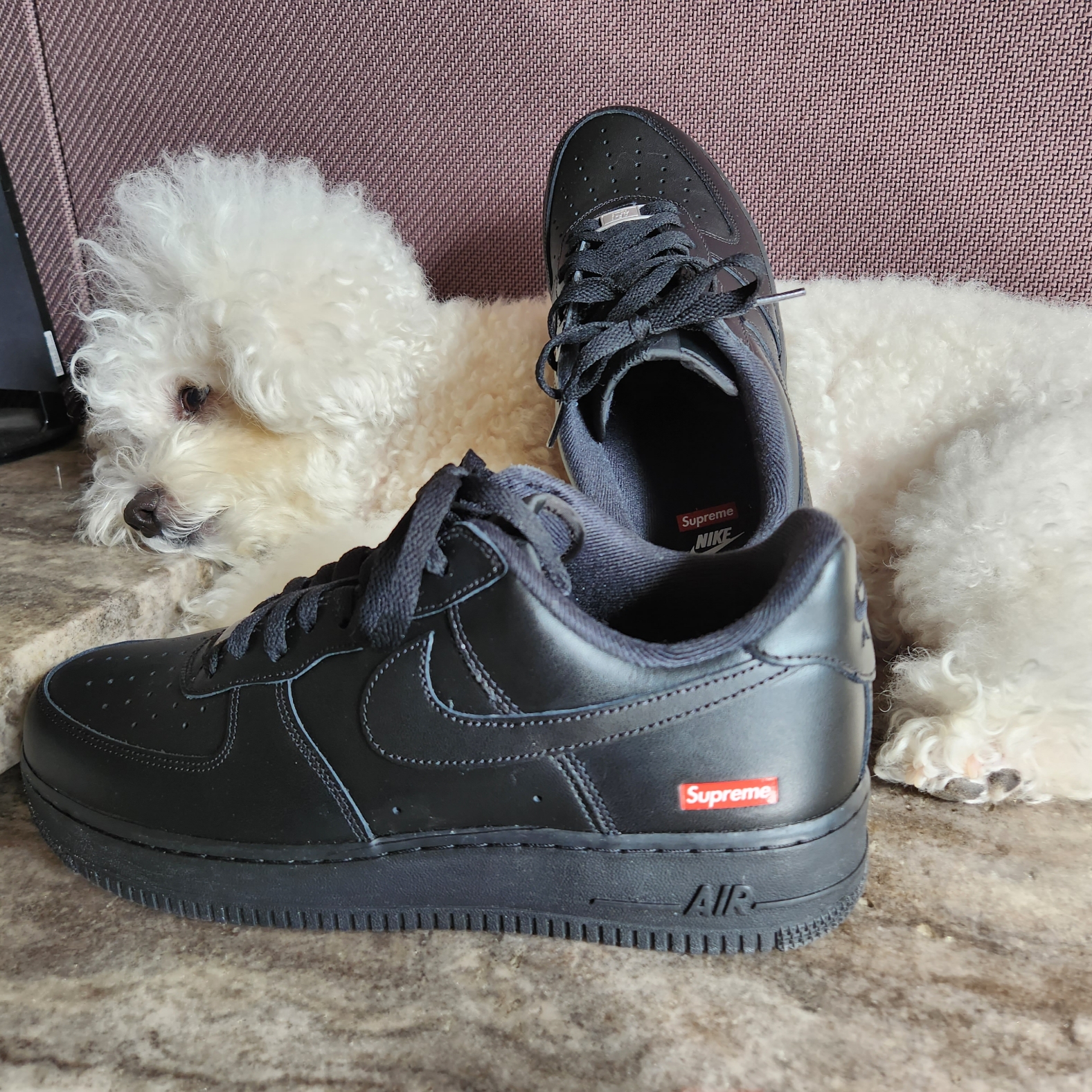 Nike x Supreme Air Force 1 Low Black 착용 스타일 - 2