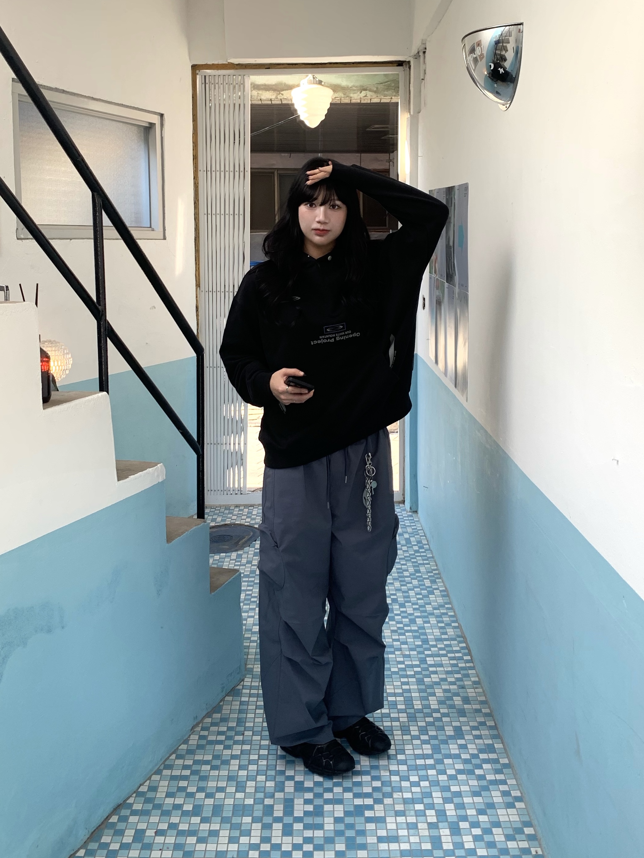 Opening Project Team Play Hoodie Black, Nike Air Kukini Triple Black 착용 스타일 - 2