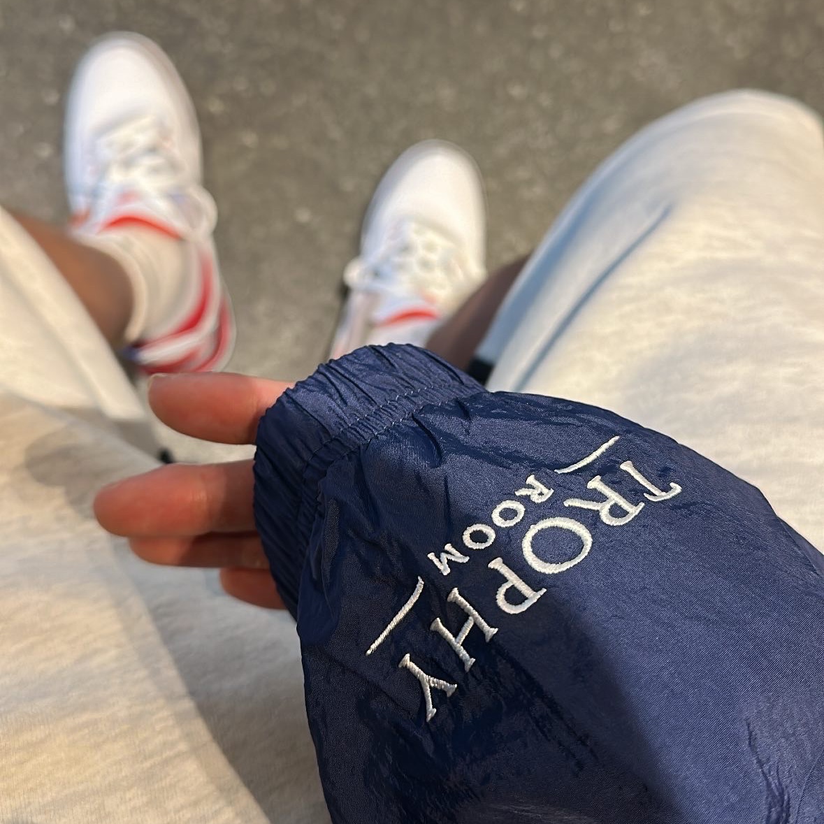 Jordan 3 Retro Fire Red 2022, Jordan x Trophy Room Wooven Jacket Midnight Navy - US/EU 착용 스타일 - 3
