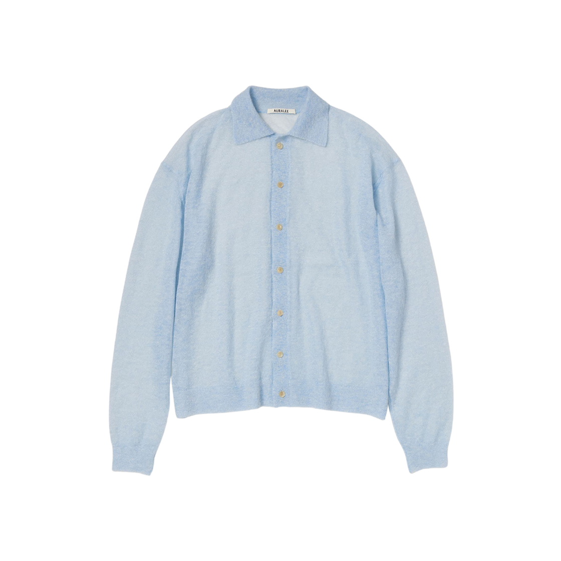 Auralee Kid Mohair Sheer Knit Cardigan Light Blue 상세 이미지 1