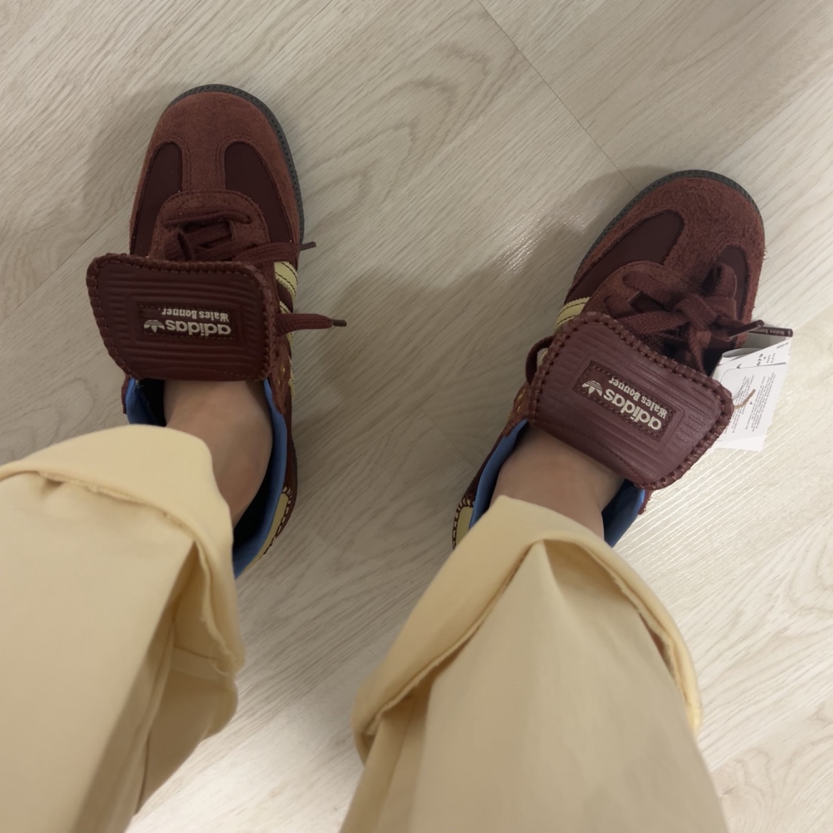 Adidas x Wales Bonner Nylon Samba Fox Brown Sandy Beige 착용 스타일 - 2