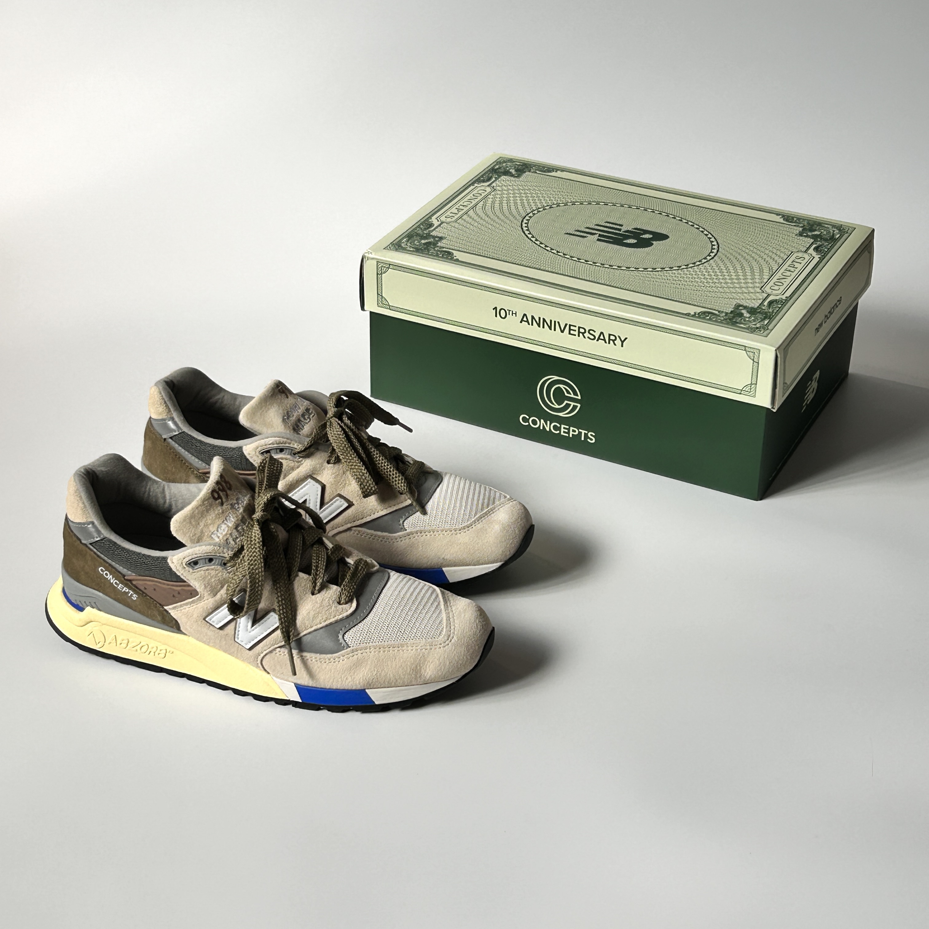New Balance x Concepts 998 Made in USA Sea Salt Covert Green 착용 스타일