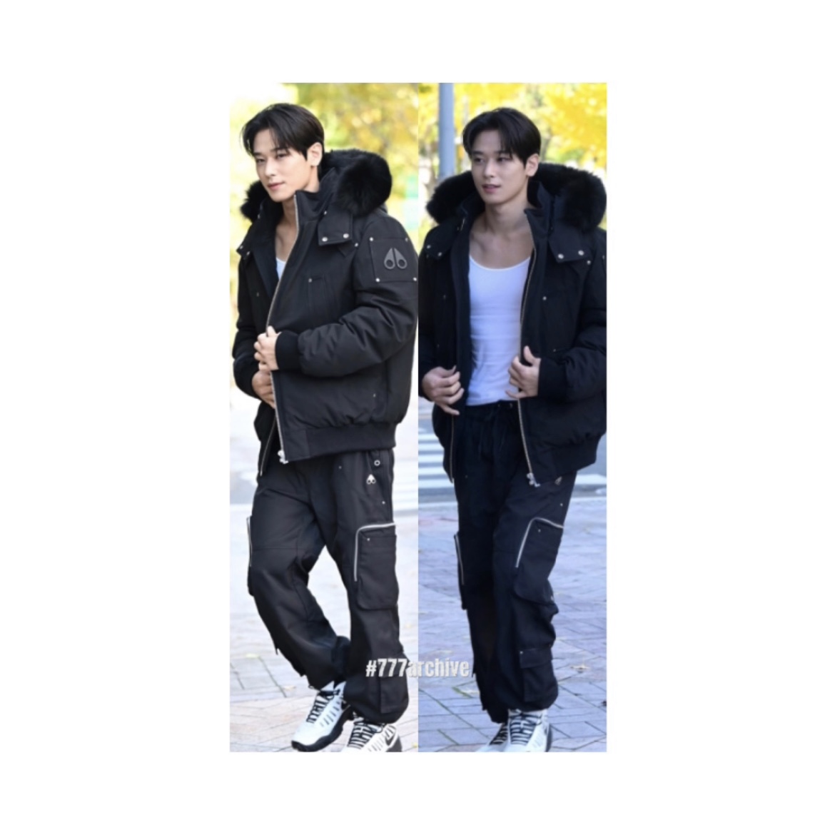 Nike x Ambush Air Adjust Force SP Summit White and Black, Moose Knuckles Ballistic Bomber Black Fox Fur Black 착용 스타일 - 4