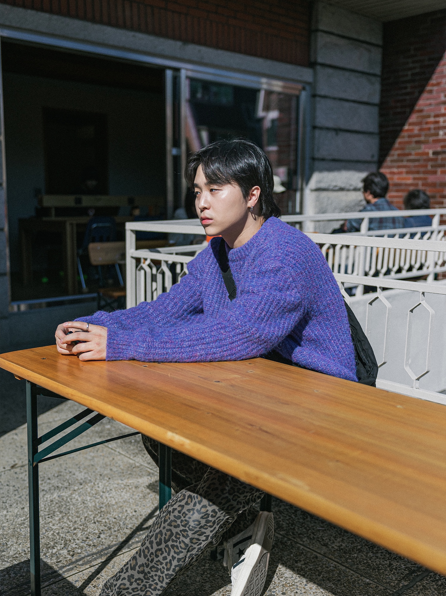 Converse Material Block One Star Academy Chambray Blue 착용 스타일 - 5