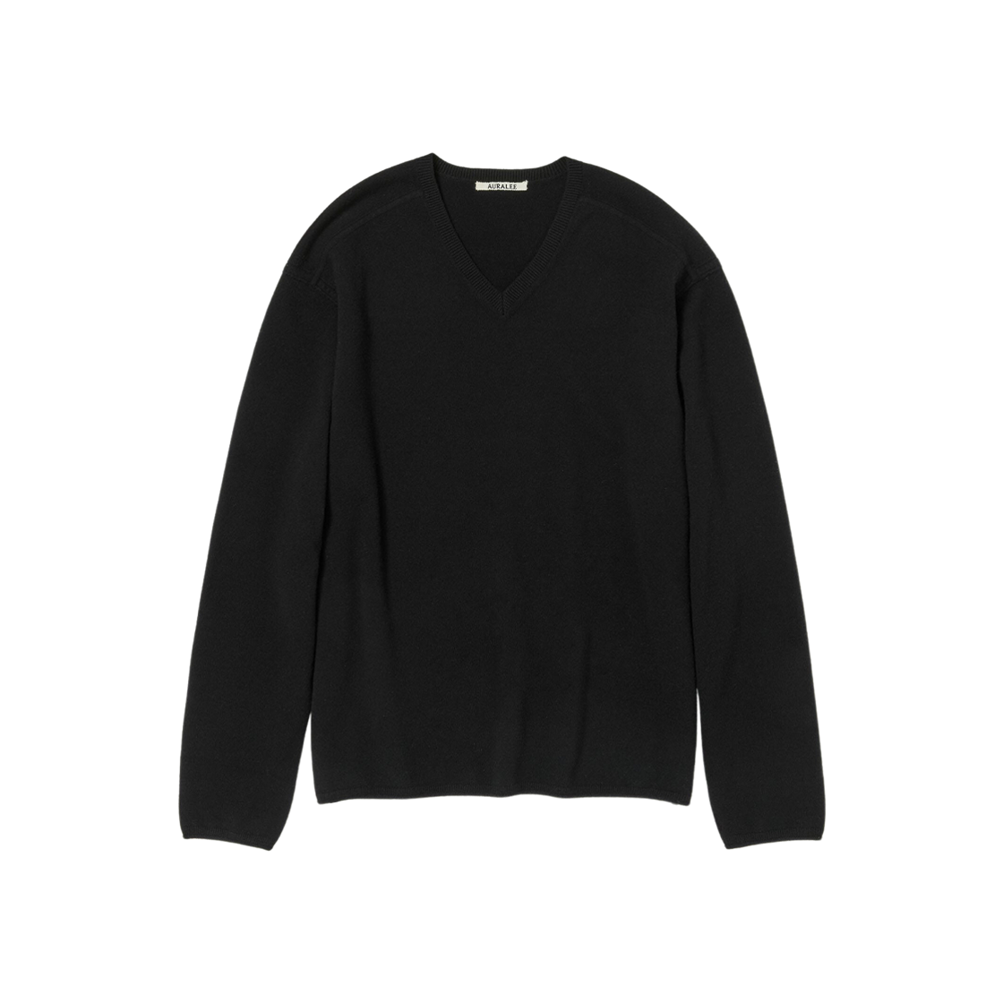 Auralee Felted Wool Knit V-Neck P/O Black 상세 이미지 1