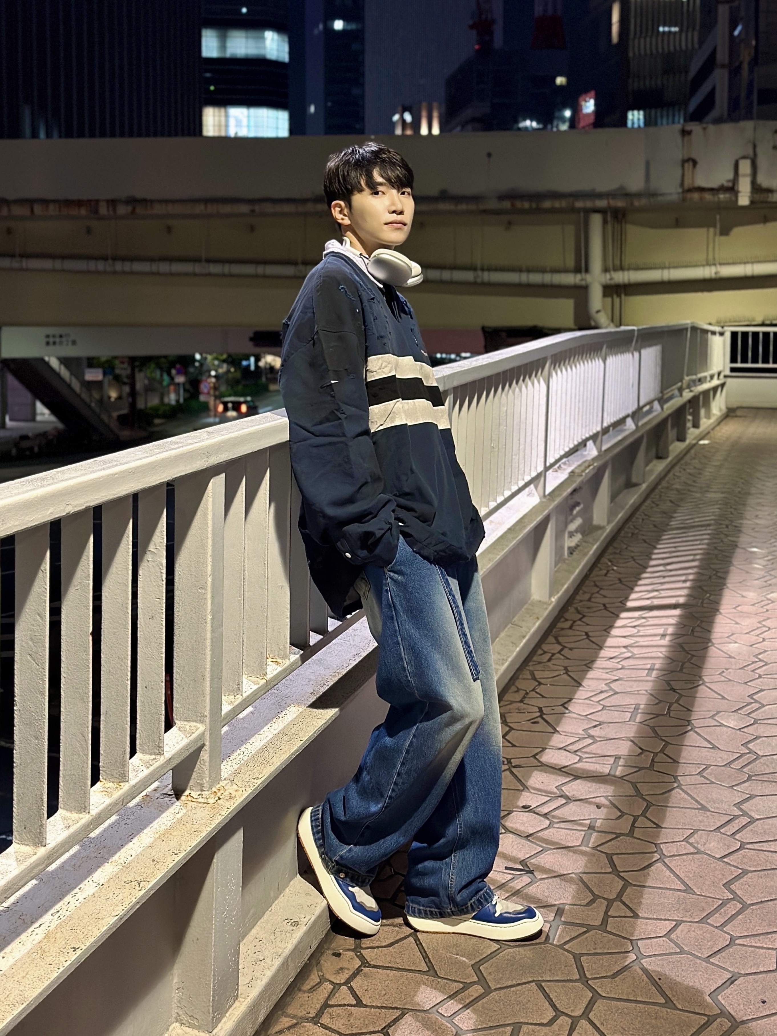 Project G/R Bullied Polo Shirts Navy, Ader Error Log; Khalif Blue 착용 스타일 - 3