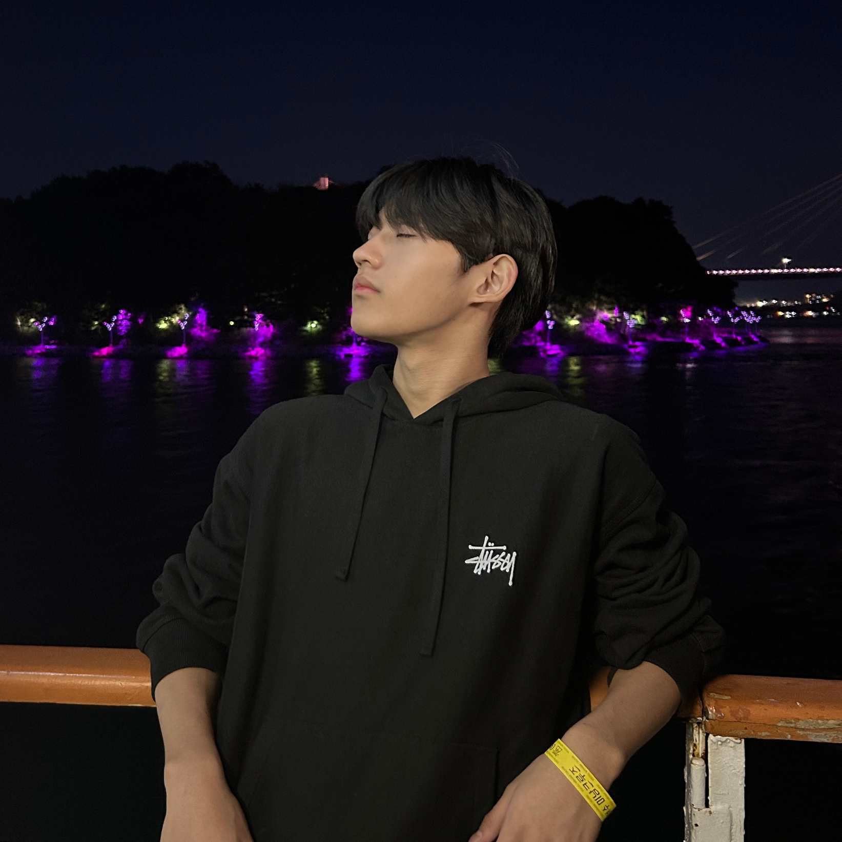 Stussy Basic Stussy Pigment Dyed Hoodie Black 착용 스타일 - 3