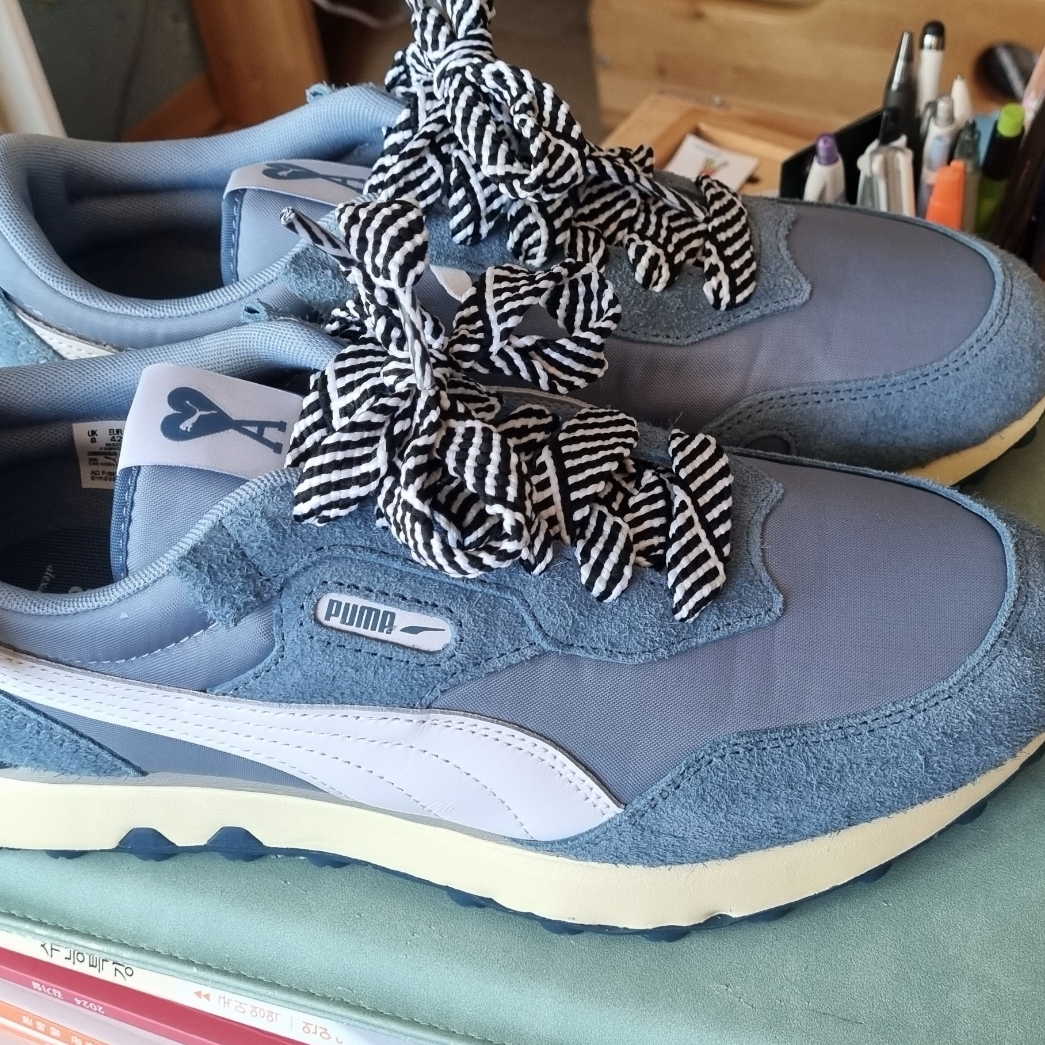 Puma x AMI Rider FV Stellar White Faded Denim 착용 스타일 - 2