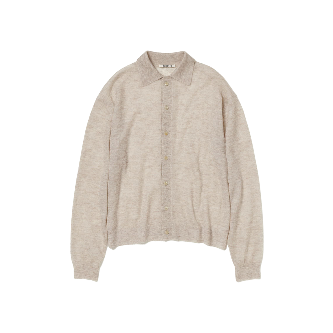 Auralee Kid Mohair Sheer Knit Cardigan Light Beige 상세 이미지 1