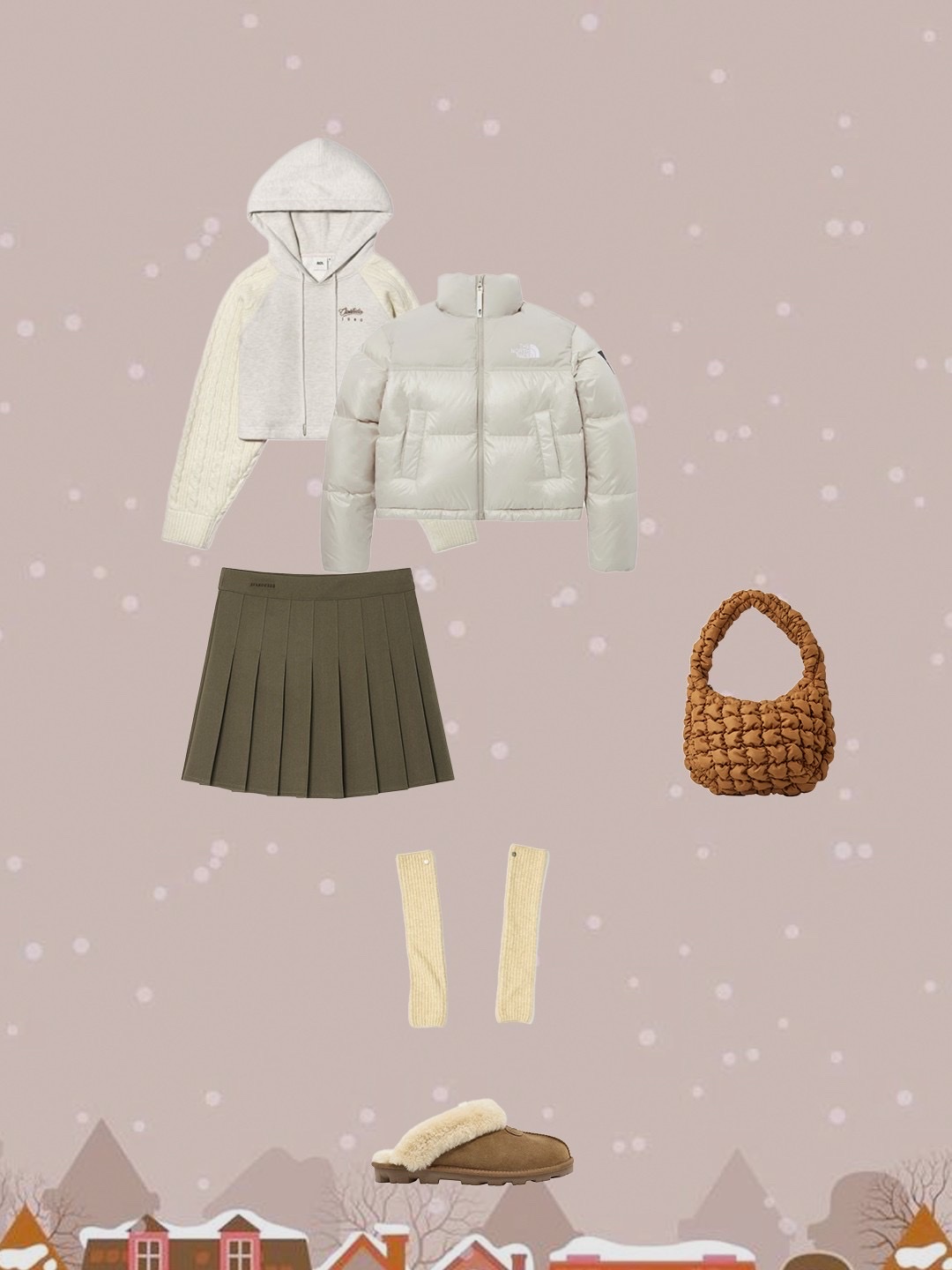 COS Quilted Mini Bag Brown, (W) UGG Coquette Slipper Chestnut 착용 스타일 - 2